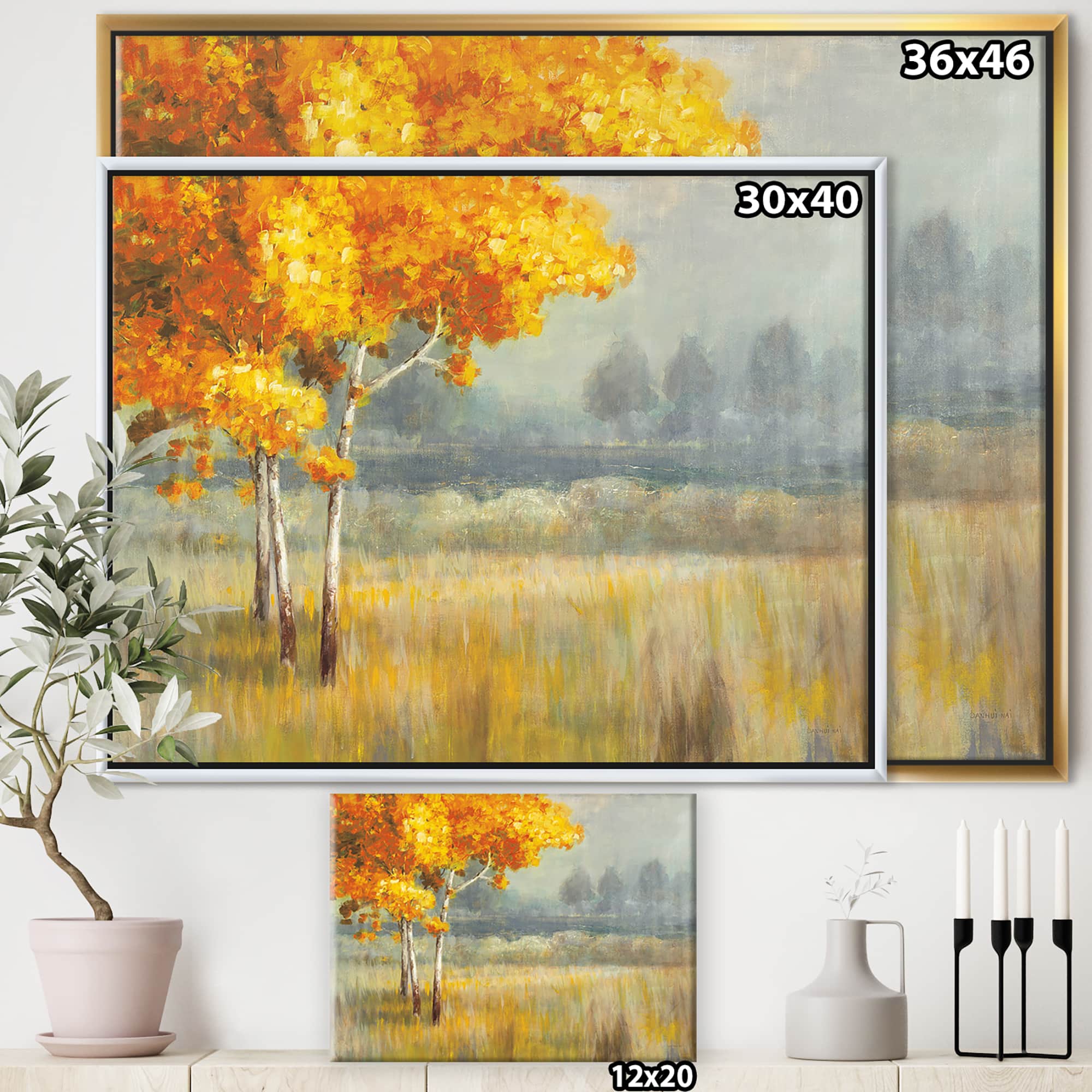 Designart - Autumn Landscape - Farmhouse Canvas in Gold Frame