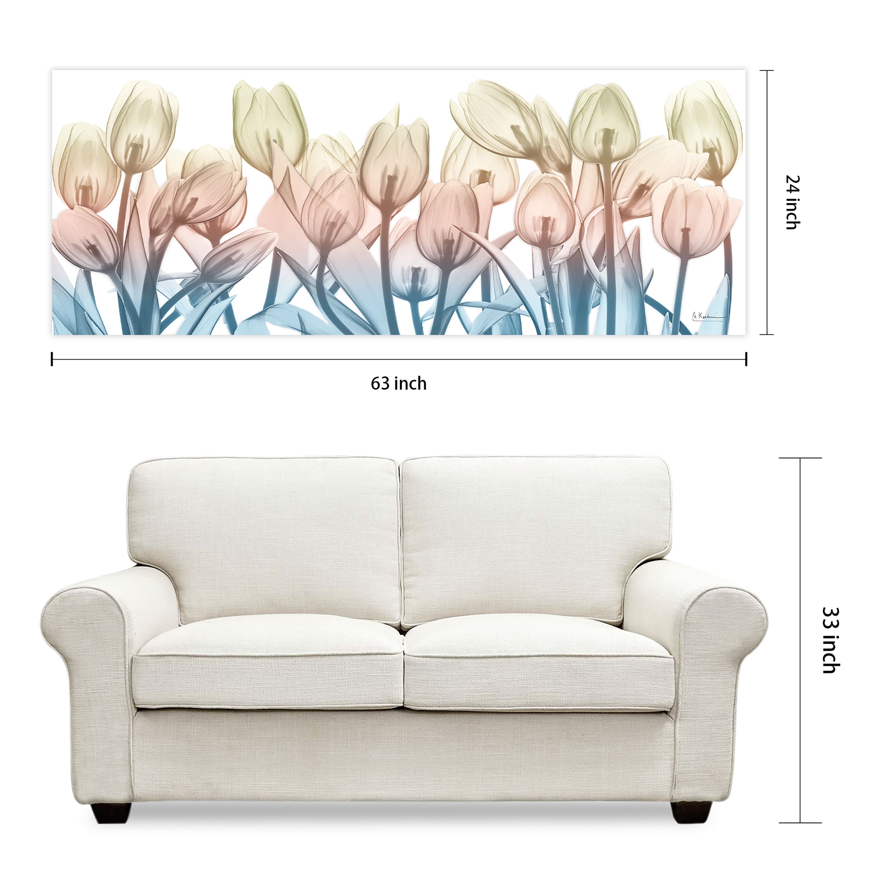 Empire Art Direct 24" x 63" Spring Blooms Frameless Free Floating Printed Tempered Glass Wall Art