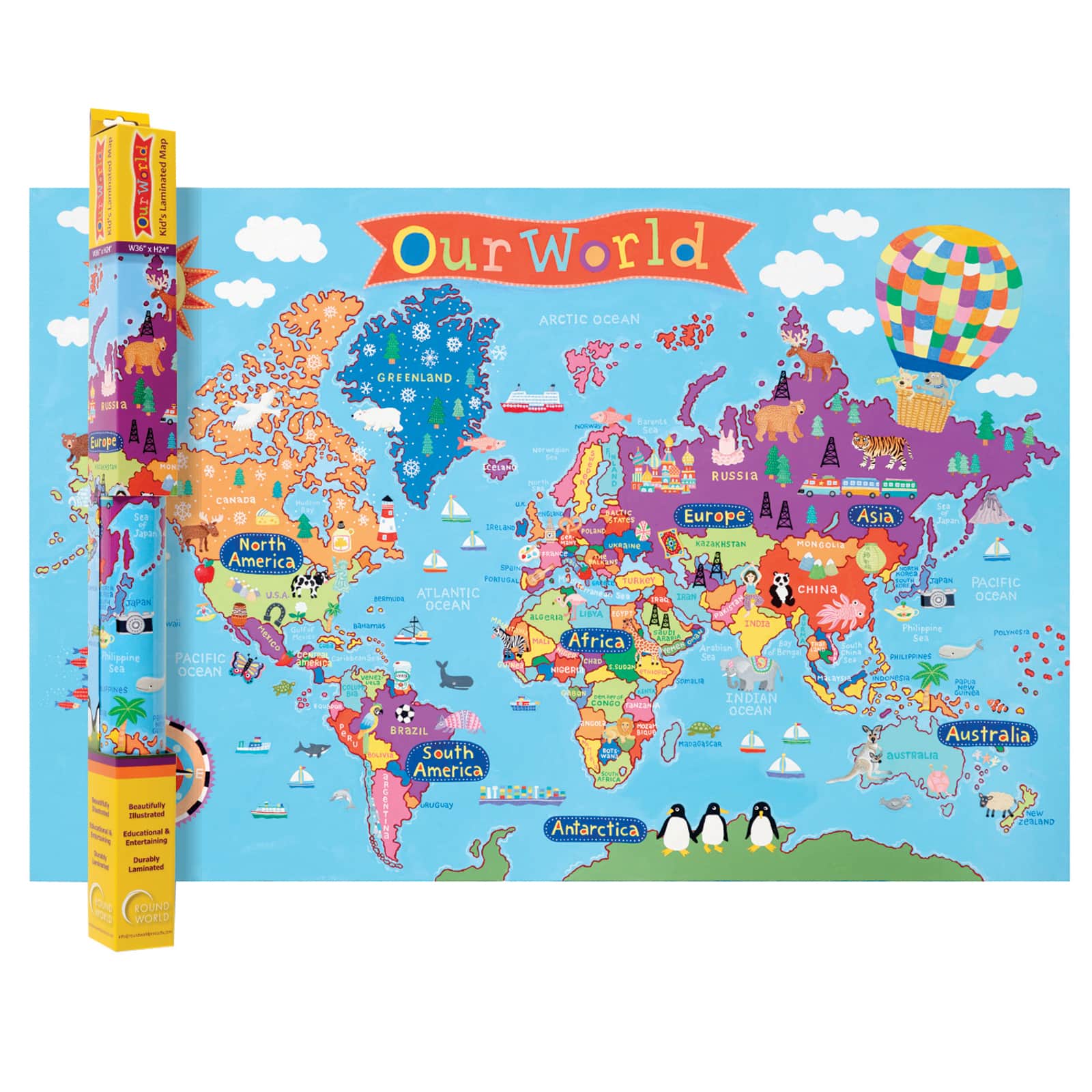 Kid's World Map, 24" x 36"
