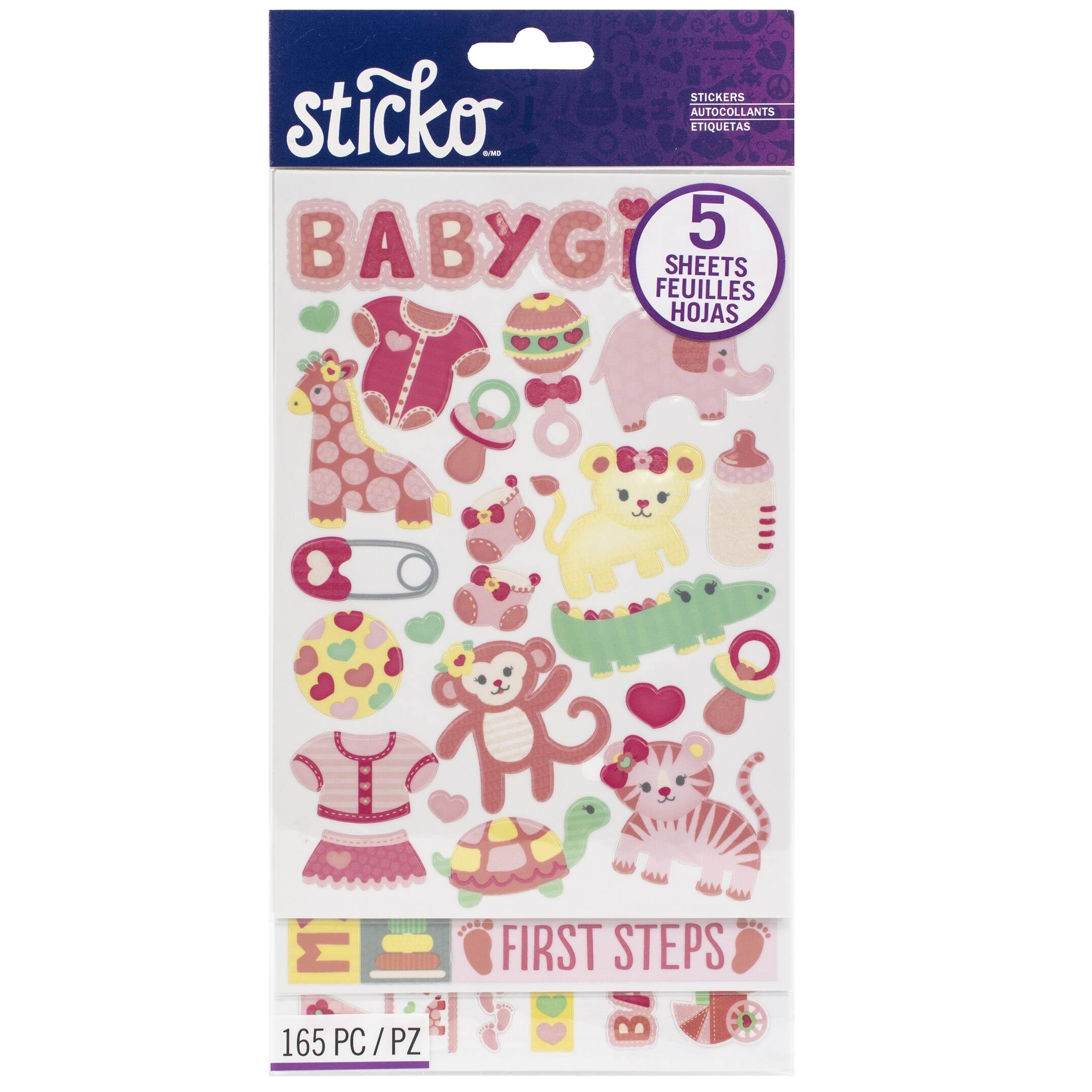 Sticko® Baby Girl Themed Flip Pack Stickers