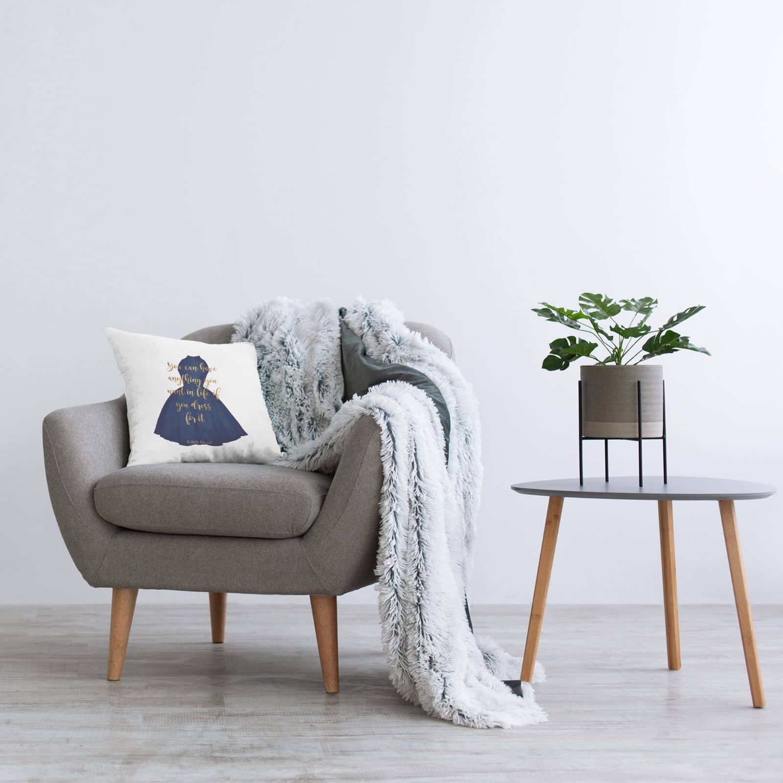 Stupell Industries If You Dress For It Navy Blue Fashion Gown Throw Pillow, 18" x 18"