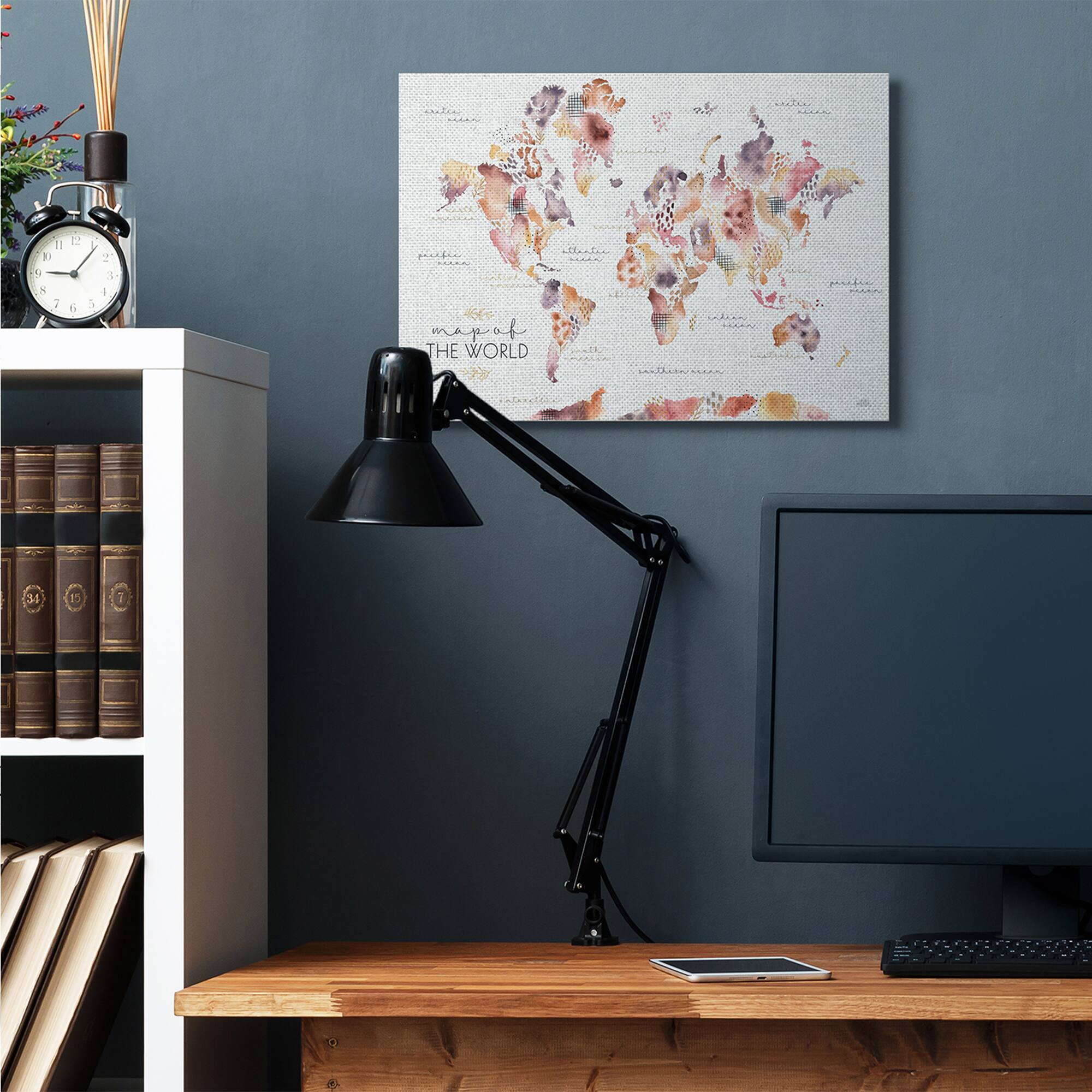 Stupell Industries Abstract Floral World Map Wall Art