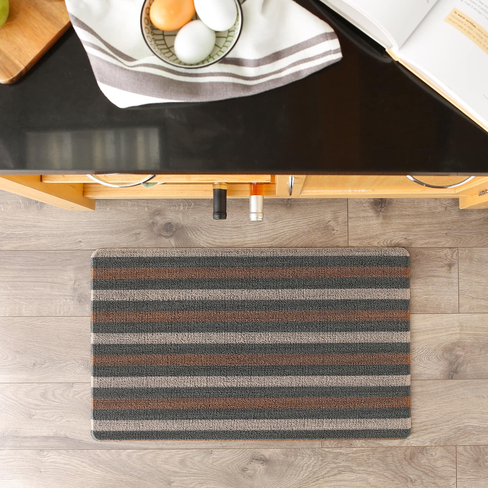 Brown Bangal Stripe Tufted Loop Textilene Mat