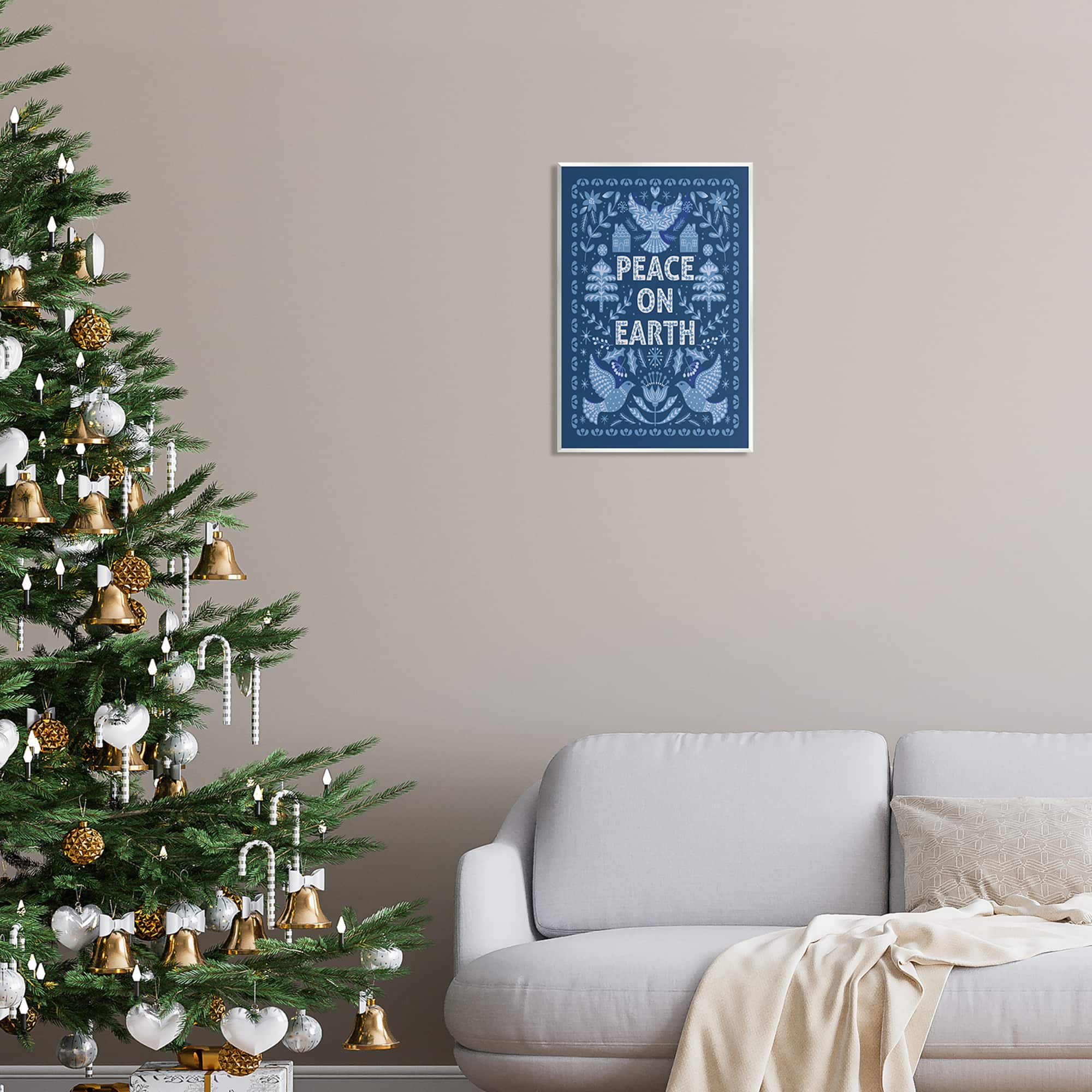 Stupell Industries Peace On Earth Blue Doves Wall Plaque Art