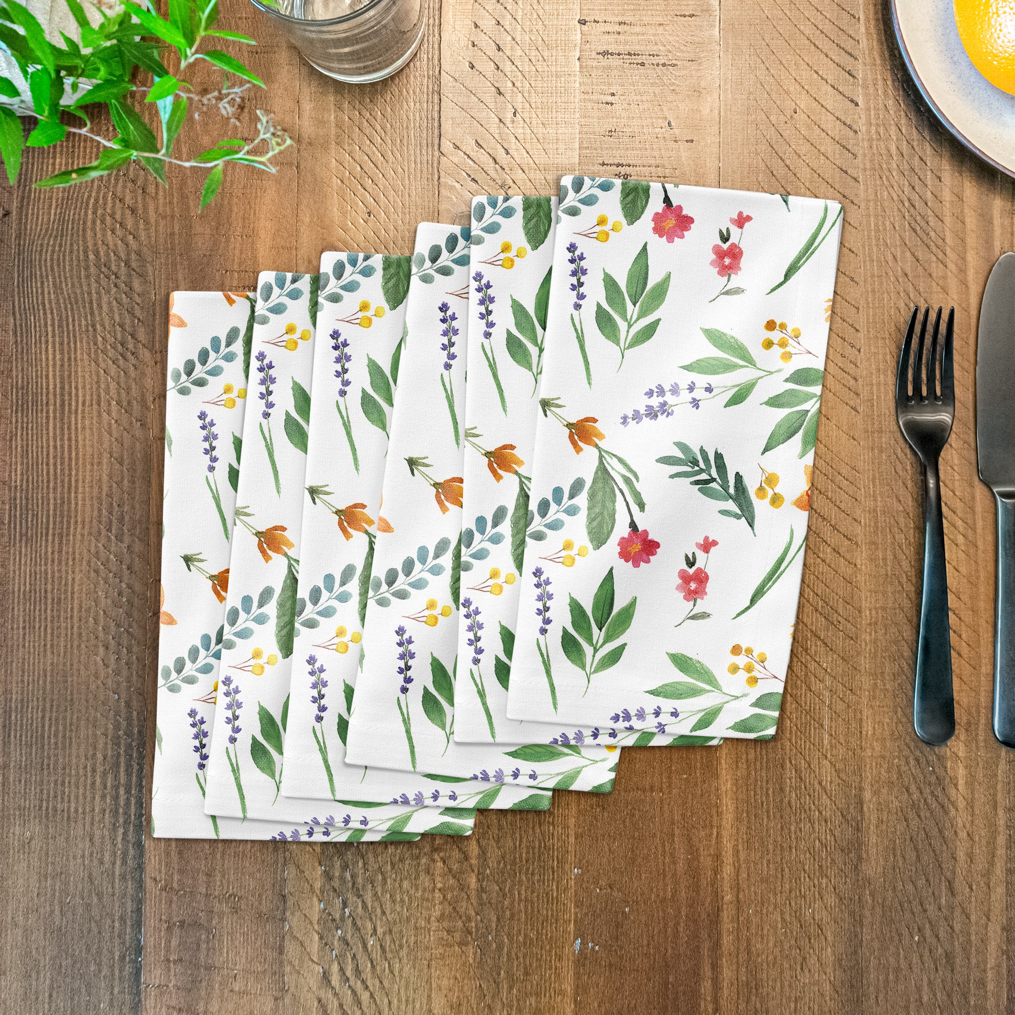 Spring Flower Bunches 10" x 10" Cotton Twill Napkin