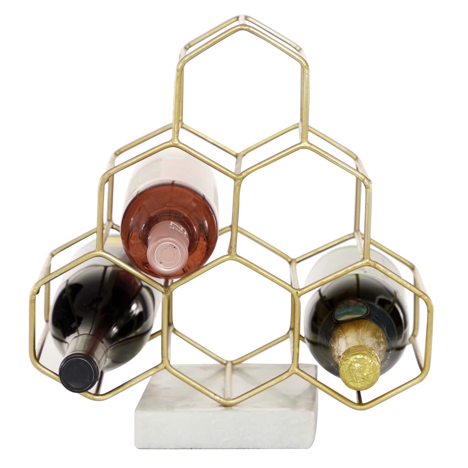 13" Gold Metal Modern Wine Holder Rack