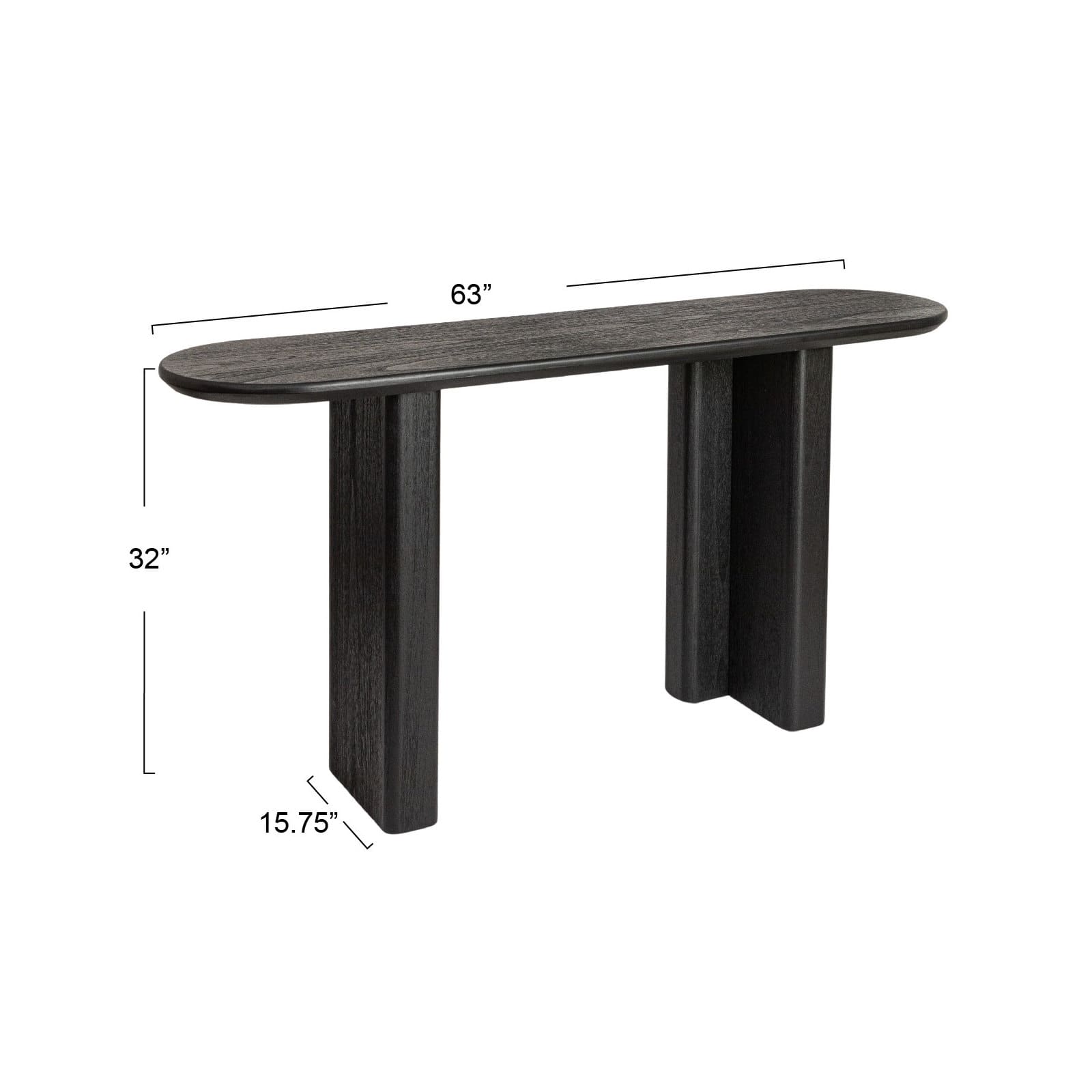 Hello Honey® Black Asymmetrical Fir Wood & Sycamore Wood Console Table