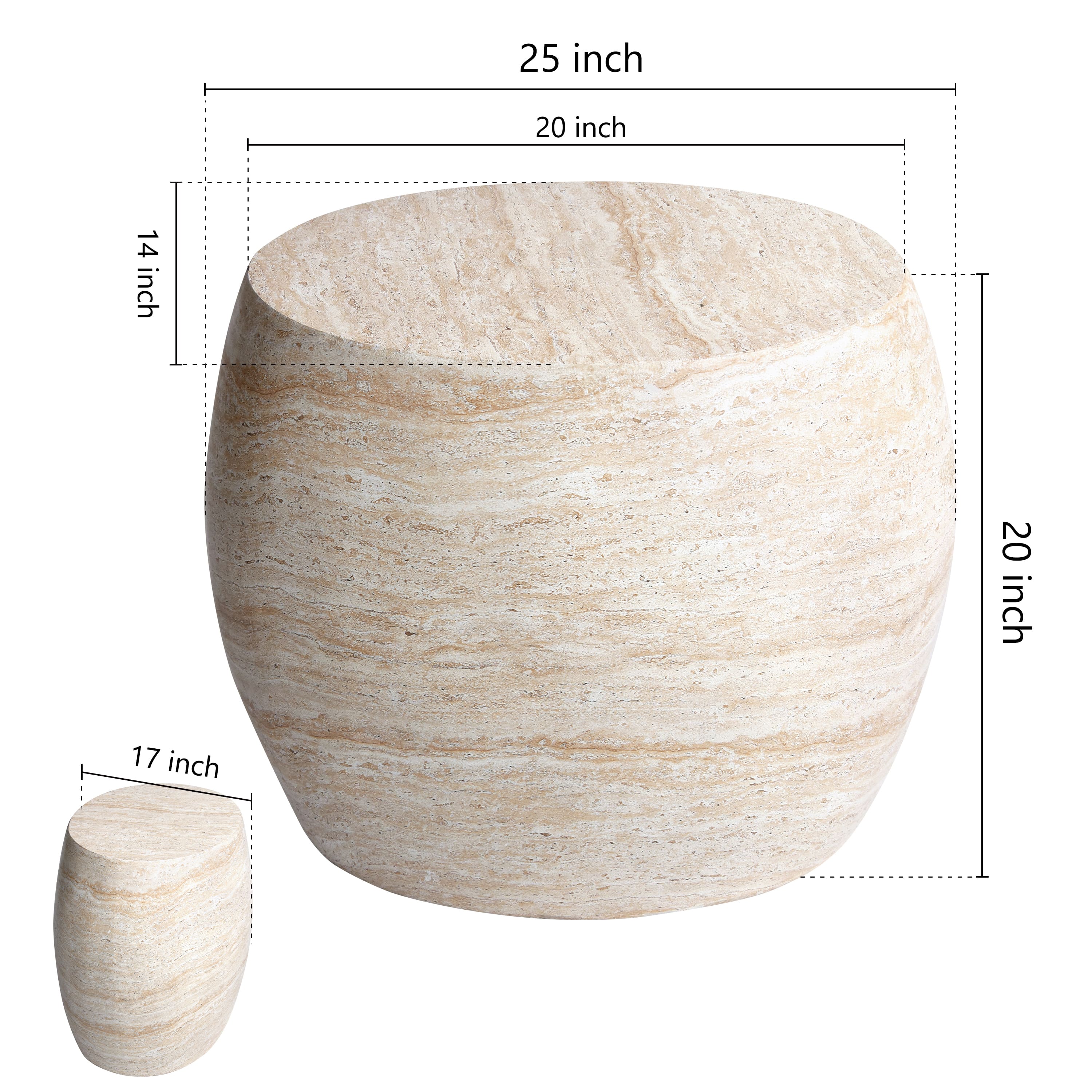 Empire Art Direct 25" Oval Travertine Stone Finish MGO Side Accent Table