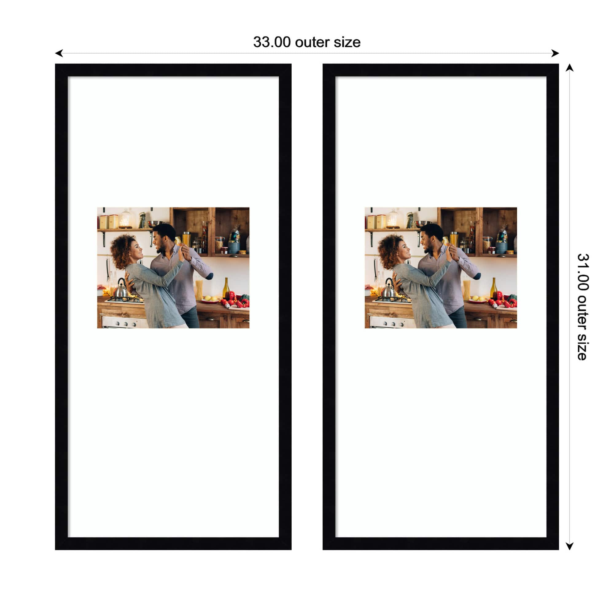 Kate and Laurel 14" x 30" Belmont Black Svelte Noir Photo Frames with 8" x 10" Mat, 2ct.