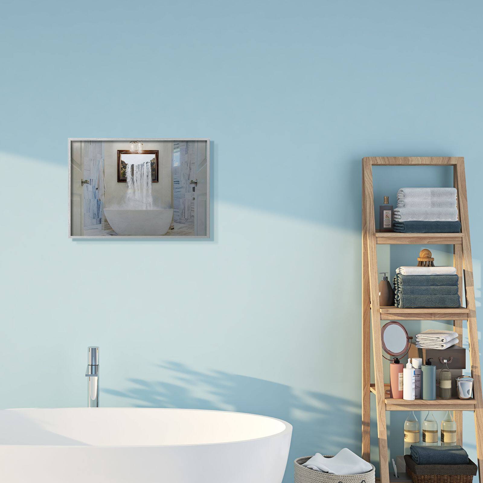 Stupell Industries Bathtub Waterfall Abstract Photograph with Gray Frame Wall Accent
