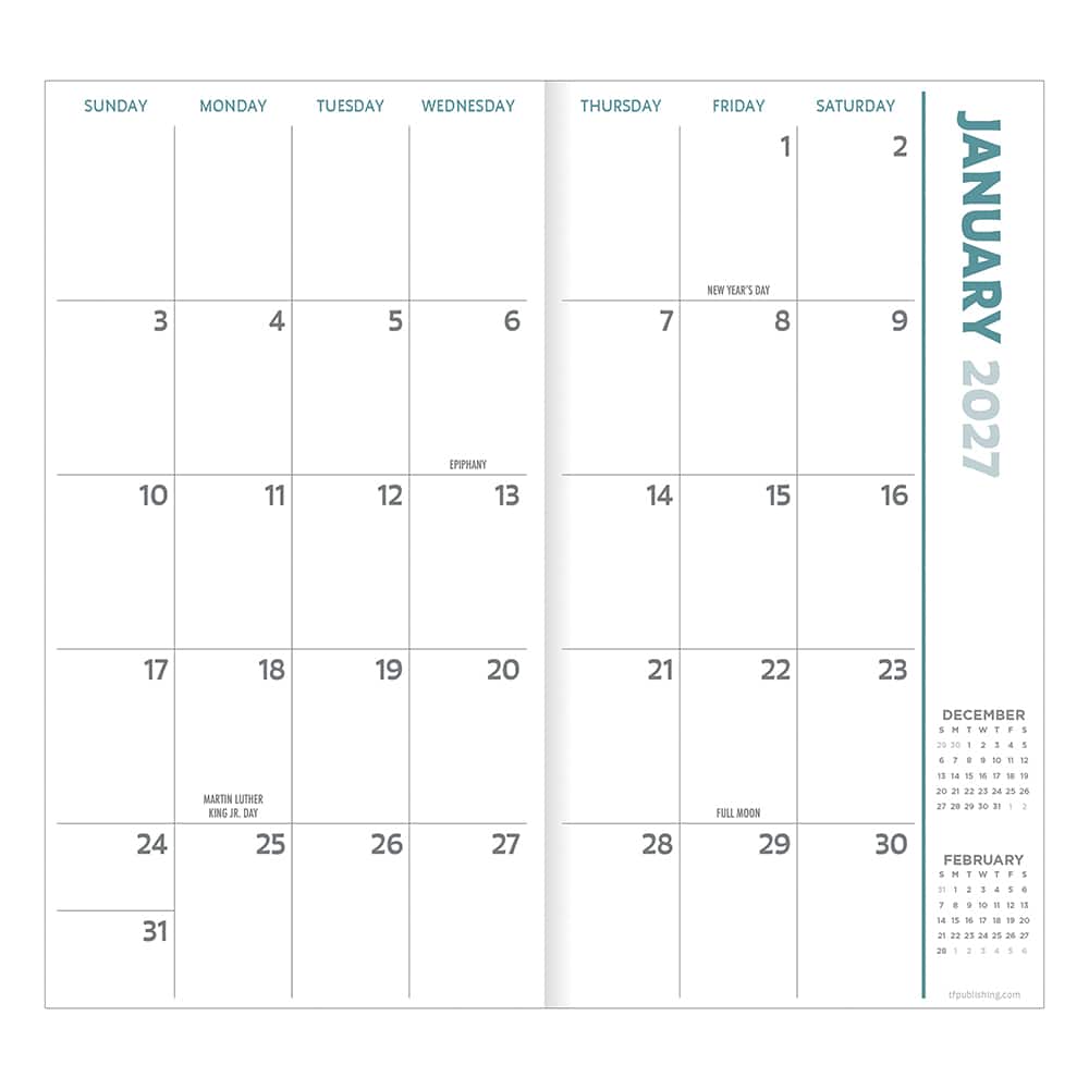 2027-2028 Blue Toile Small Monthly Pocket Planner