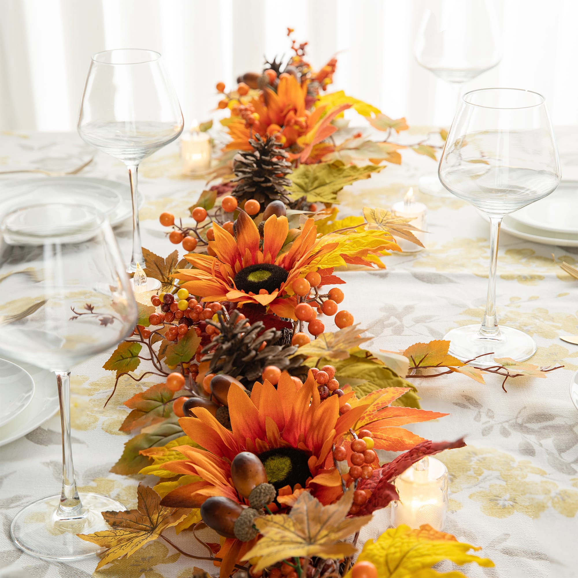 Glitzhome® 6ft. Fall Sunflower, Maple Leaf & Berry Garland