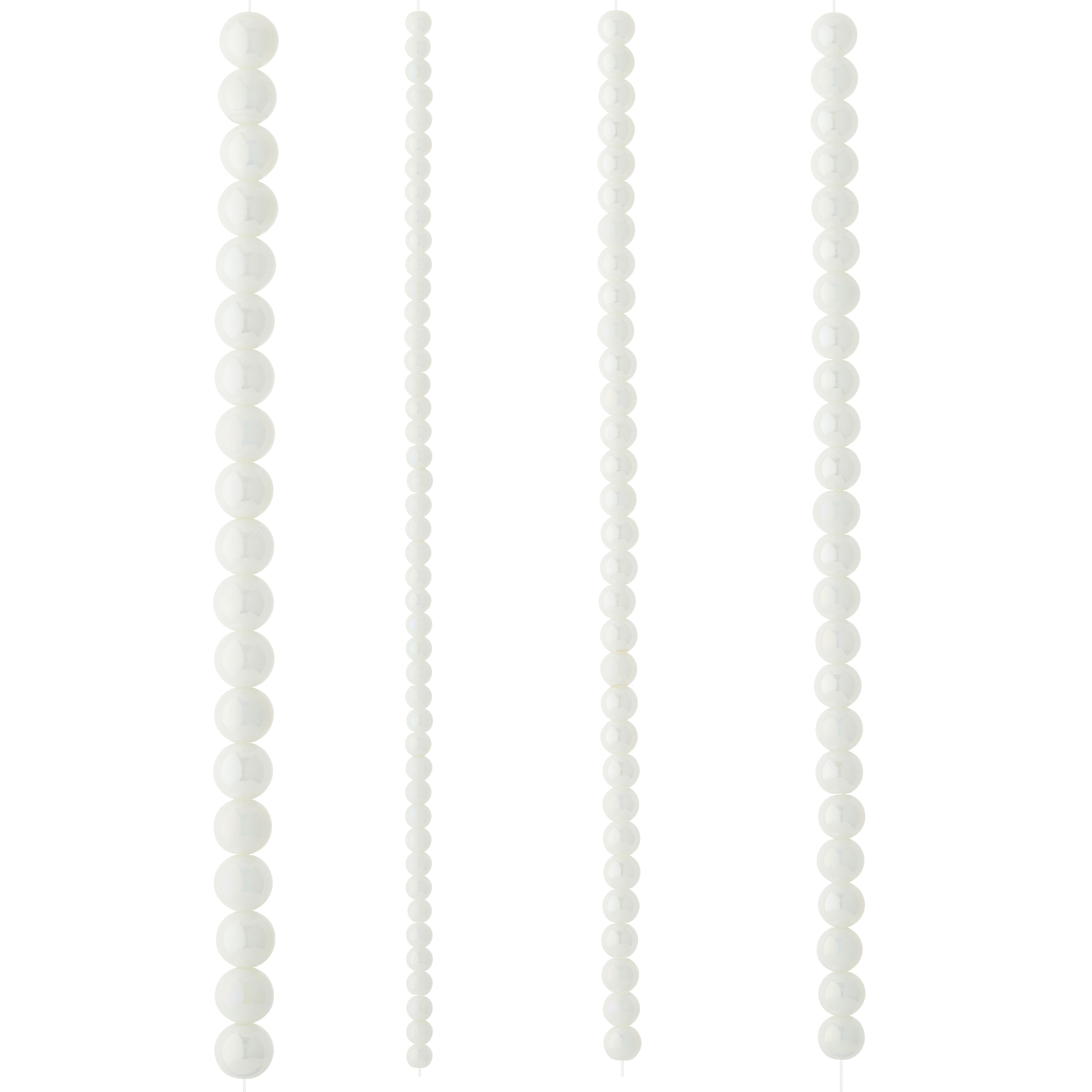 12 Pack: White Marble Glass Round Beads by Bead Landing™