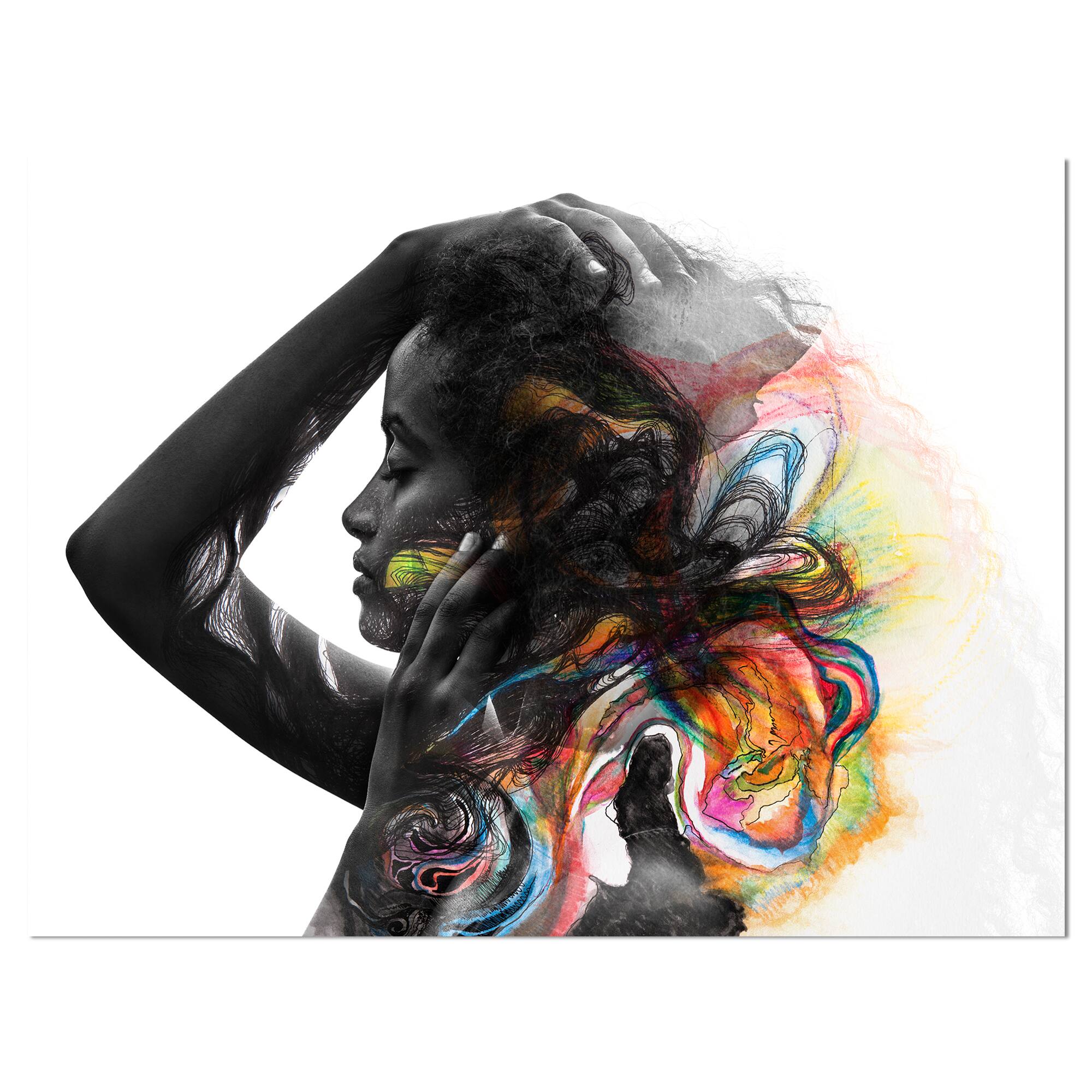 Designart - Beautiful Woman Portrait - Glamour Painting Print on Wrapped Canvas
