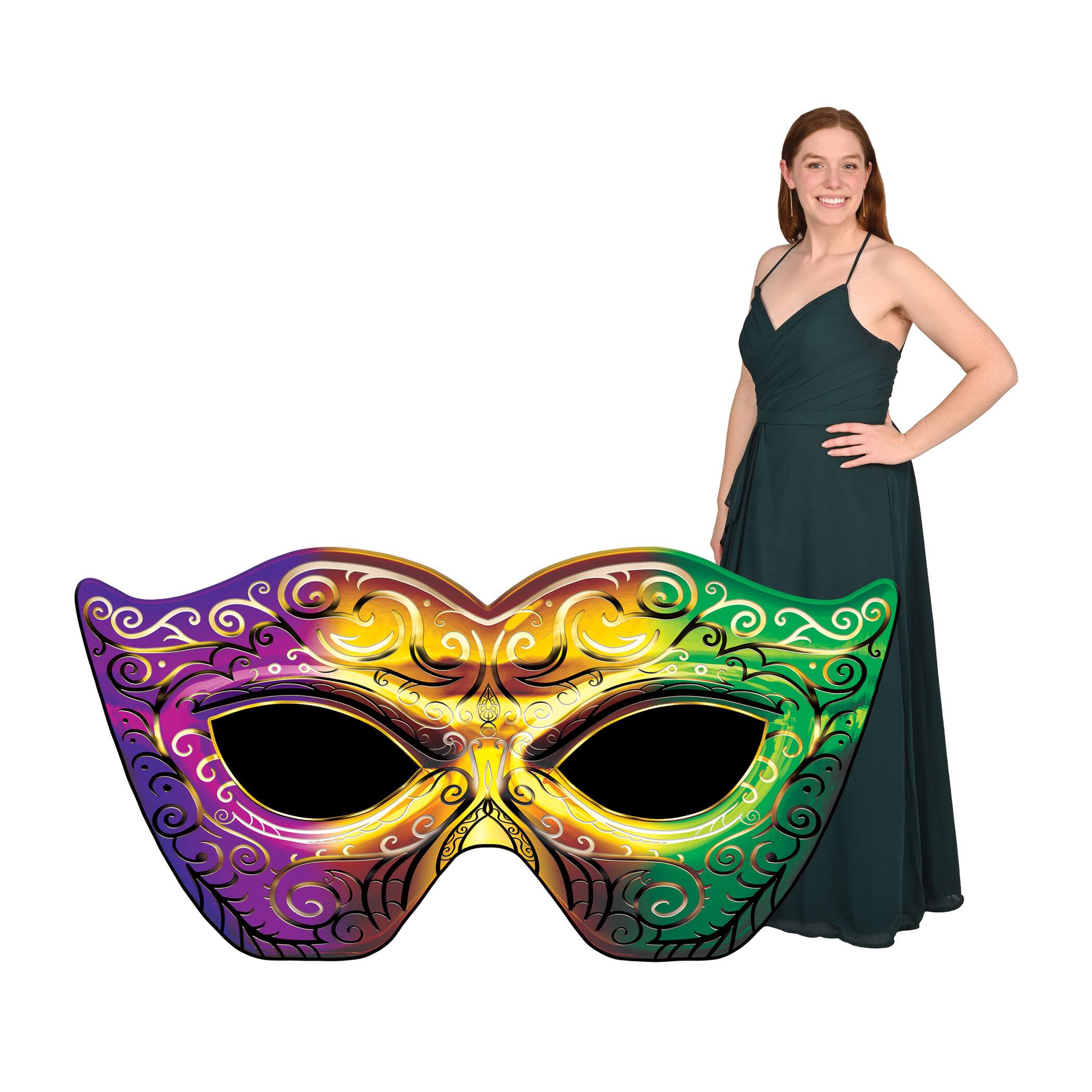 Beistle 27" x 55" Mardi Gras Masquerade Mask Stand-Up