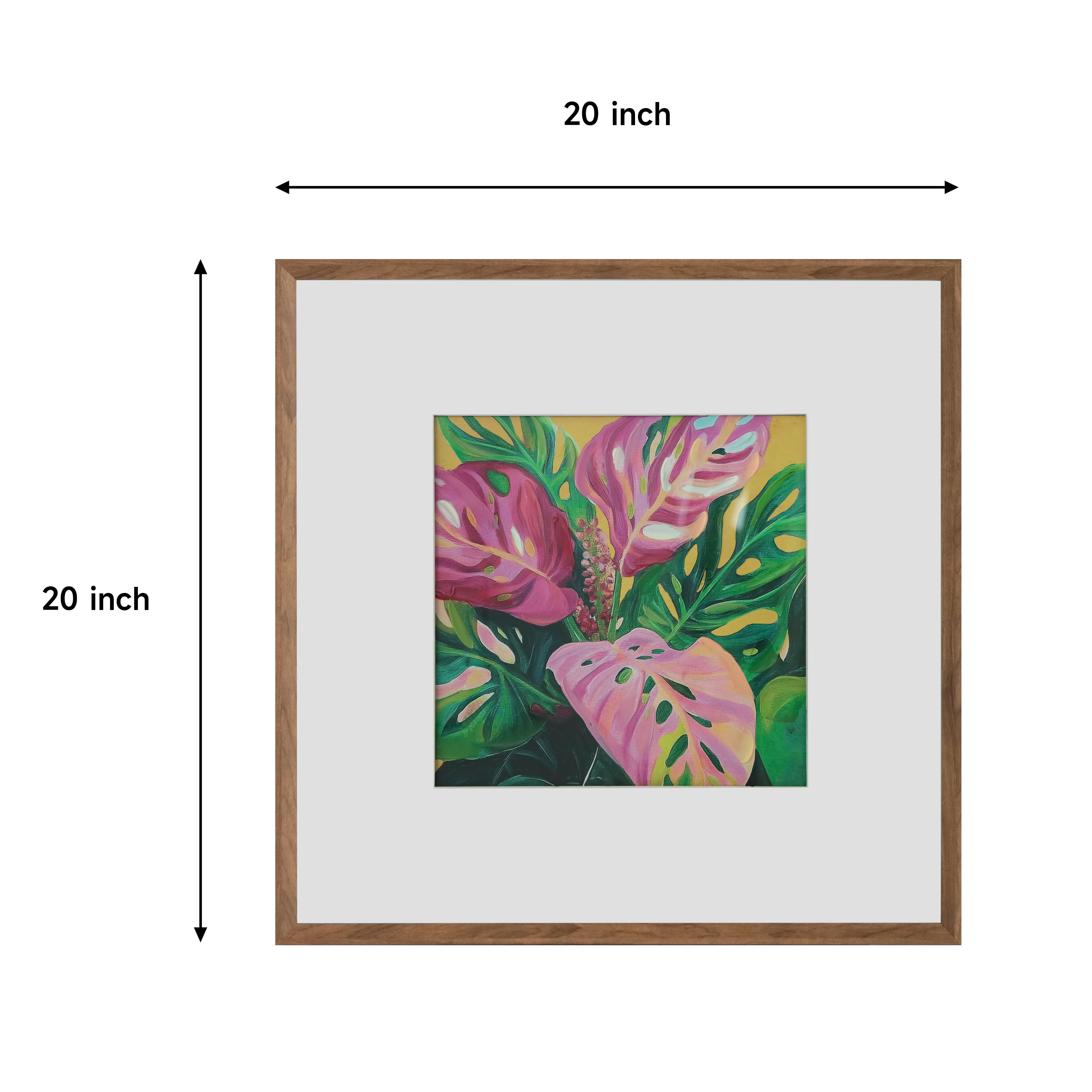 20" x 20" Pink Monstera Leaf Wall Décor in Woodgrain Frame by Ashland®