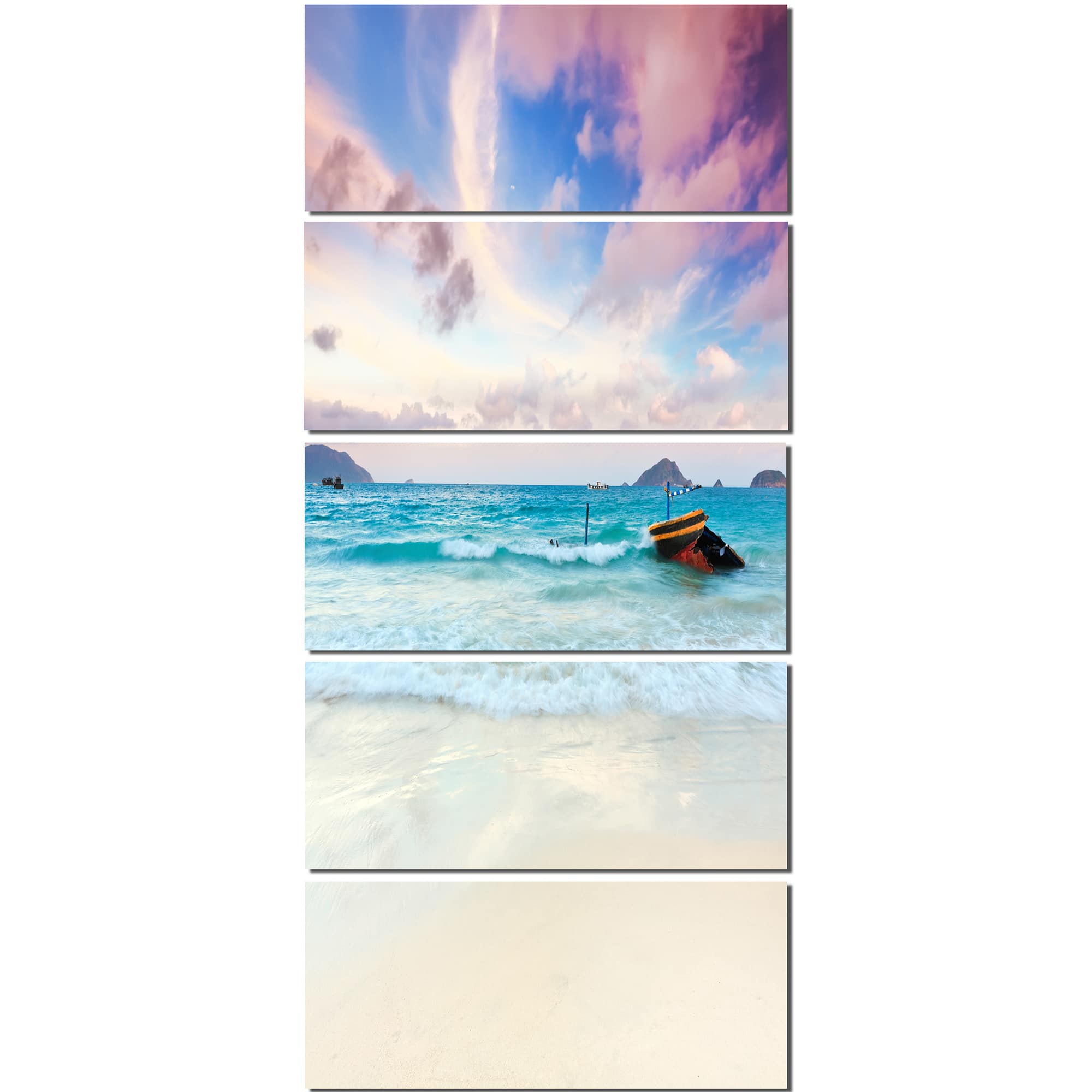 Designart - Exotic Seashore Sunset Over Blue Sea - Extra Large Seascape Art Canvas