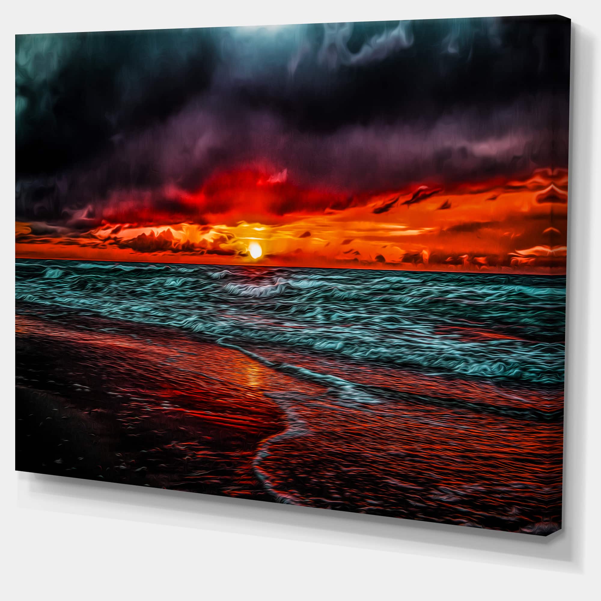 Designart - Red Sunset over Blue Waters