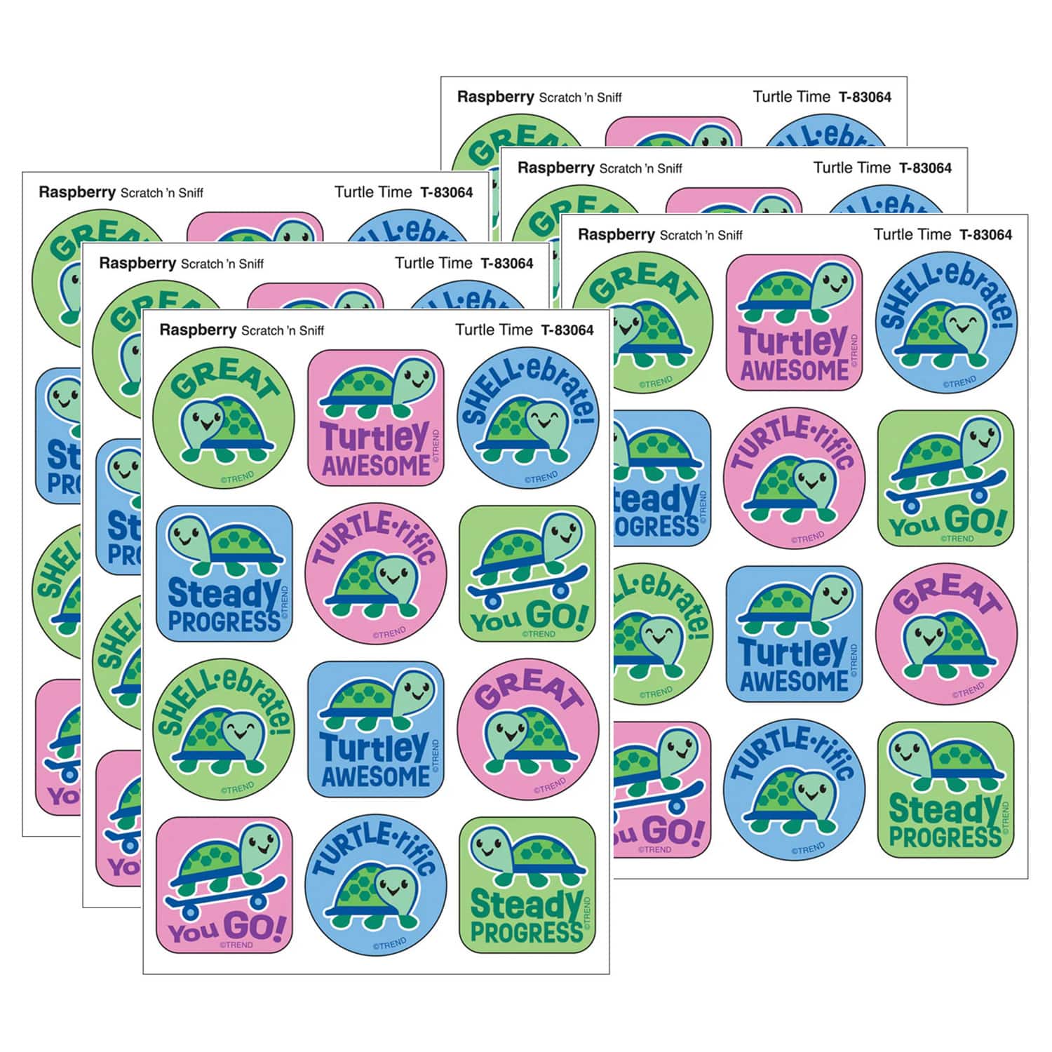 TREND Enterprises® Turtle Time, Raspberry Scent Scratch 'n Sniff Stinky Stickers®, 48 Per Pack, 6 Packs total of 288