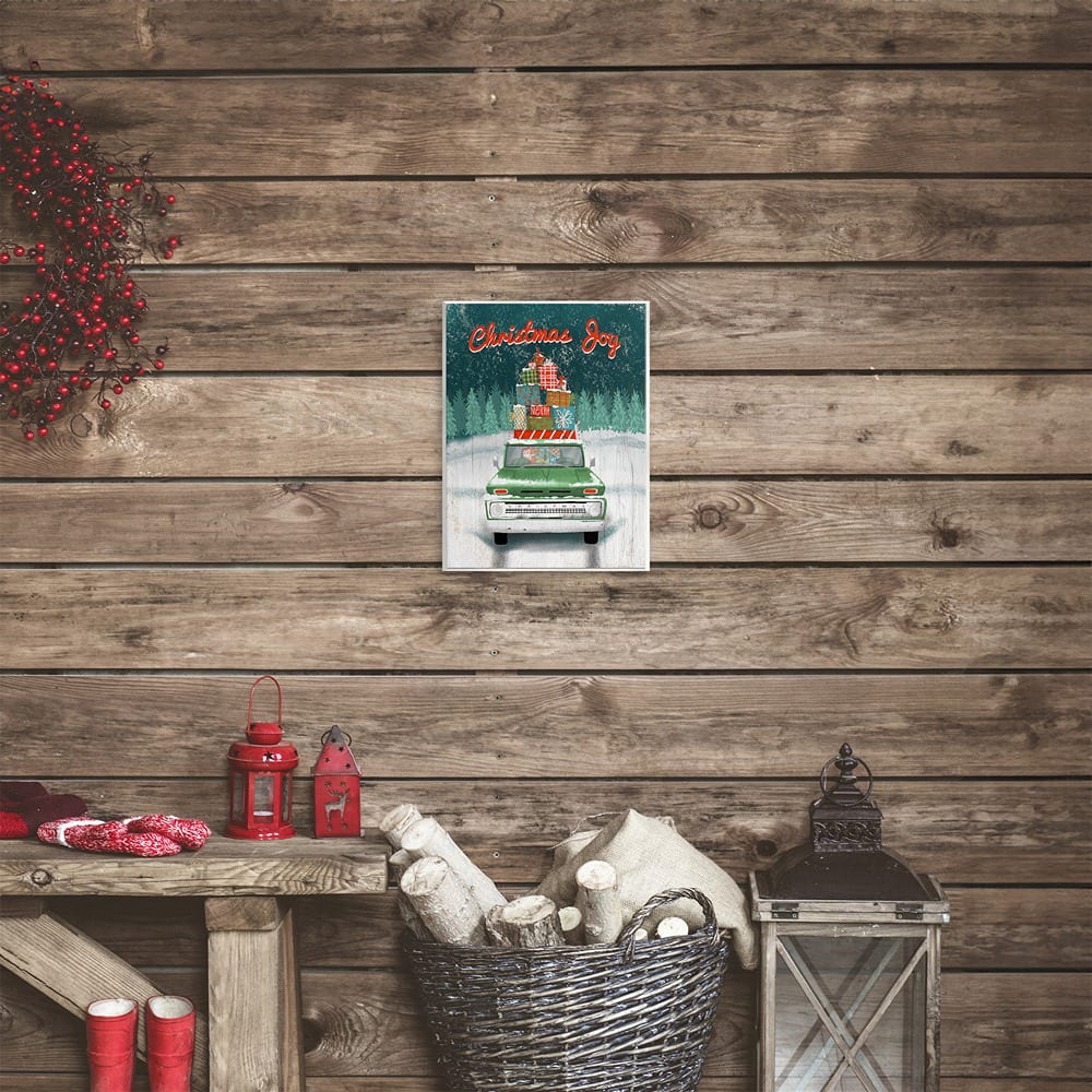 Stupell Industries Christmas Joy Rustic Truck Wall Plaque