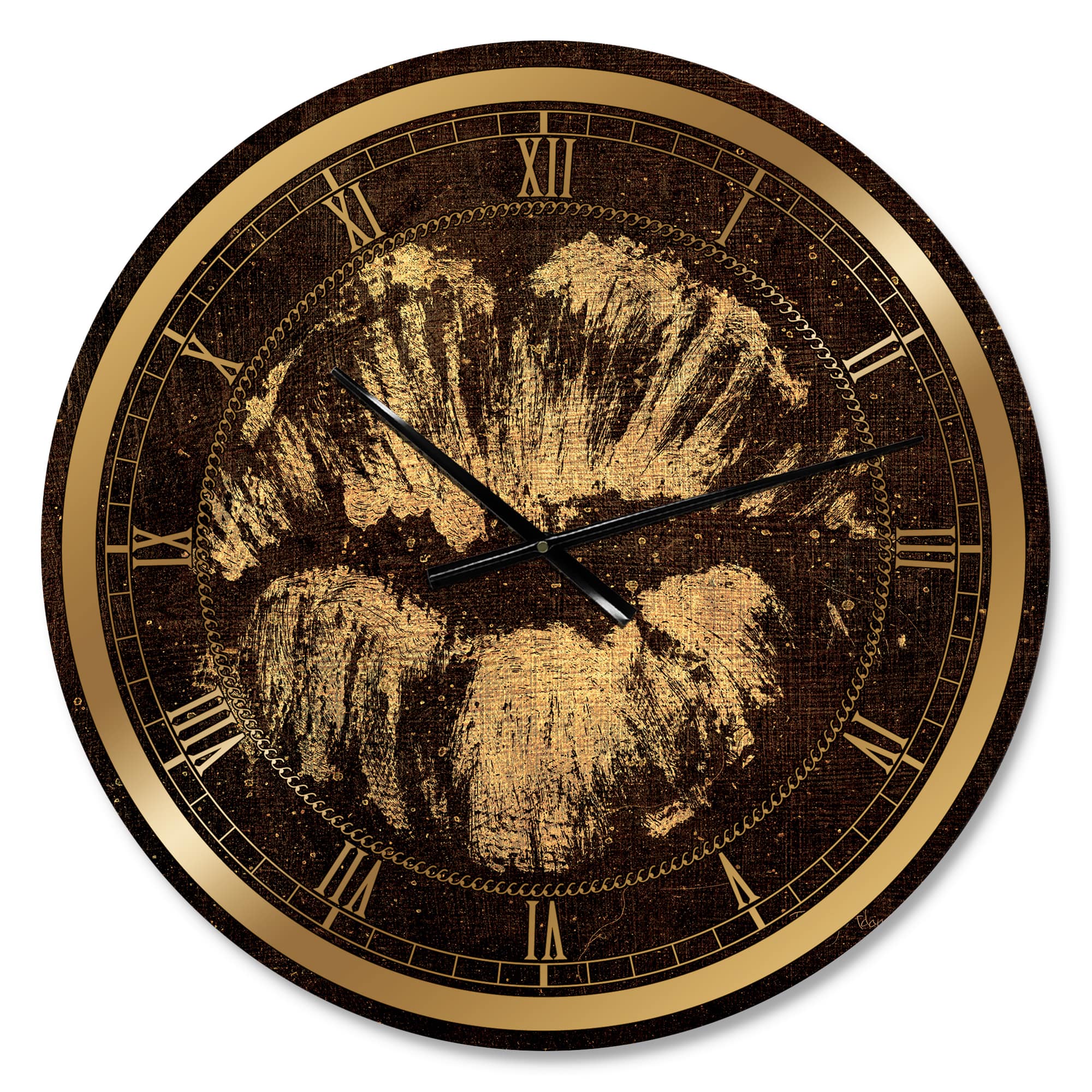 Designart 'Gold Fashions Lips Glam Wall Clock