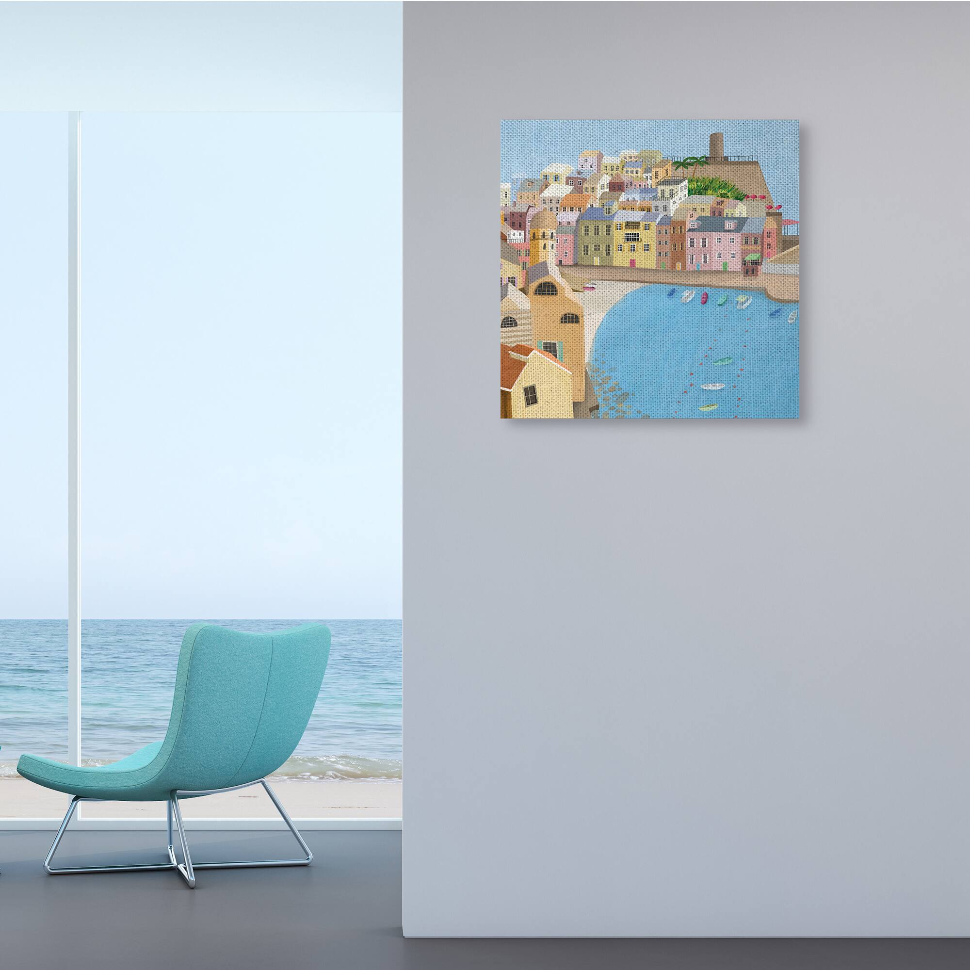 Stupell Industries Italian Seaside Architecture Coastal City Port Canvas Wall Art