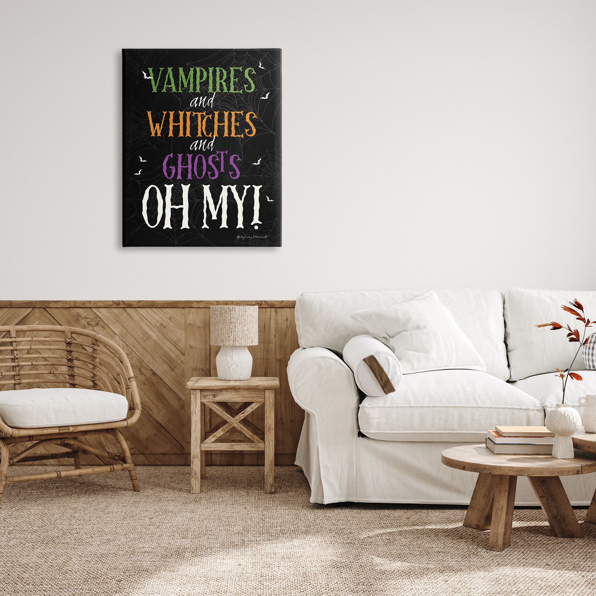 Stupell Industries Vampires Witches Ghosts Phrase Canvas Wall Art