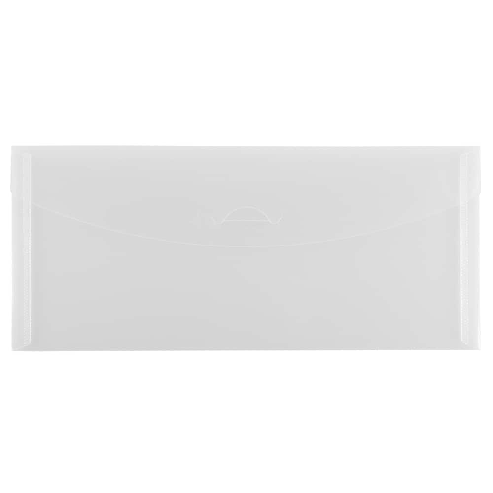 JAM Paper 4.25" x 9.75" Clear Plastic Tuck Flap Closure Envelopes, 12ct.