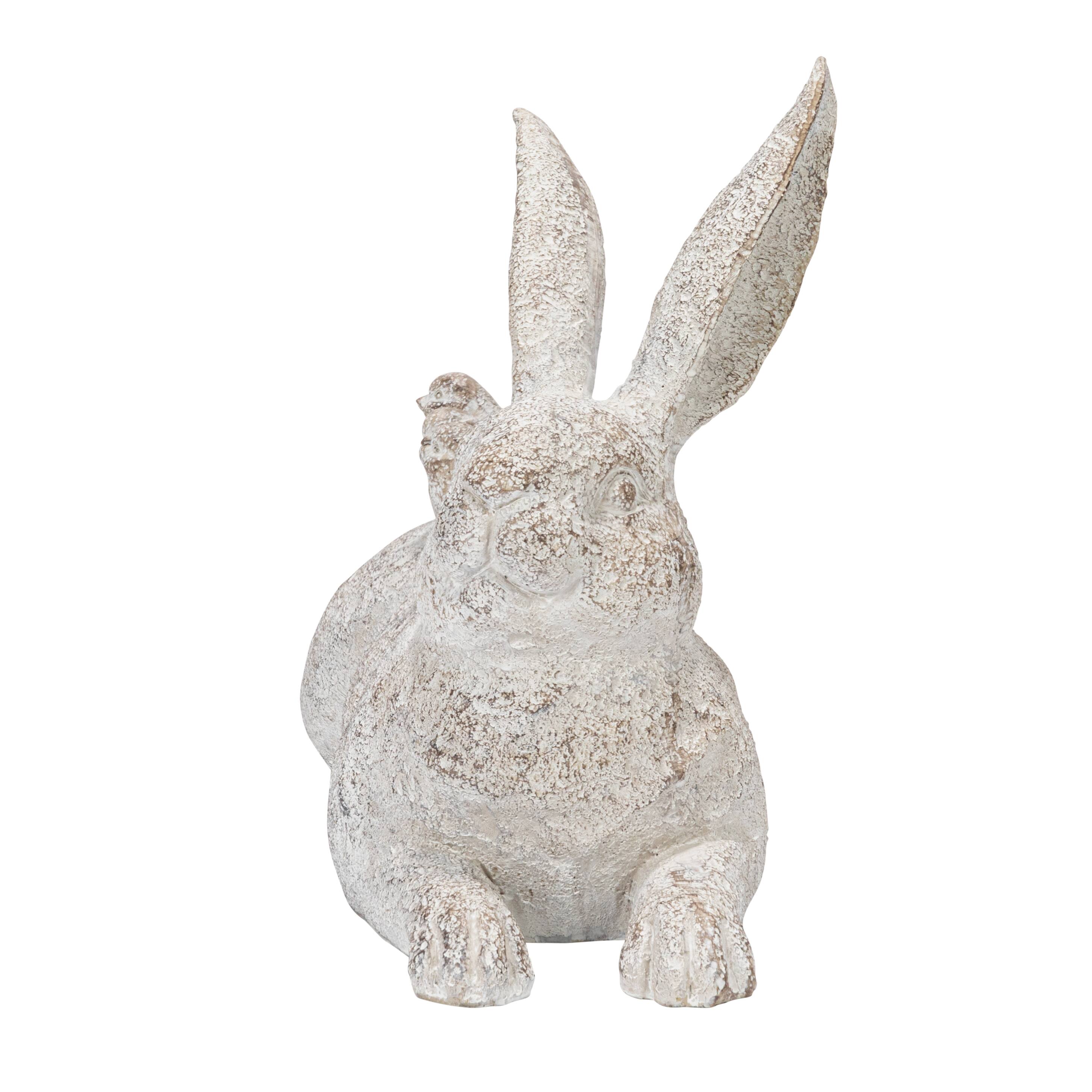 Hello Honey® 16.5" Decorative Resting Rabbit with Birds Figurine