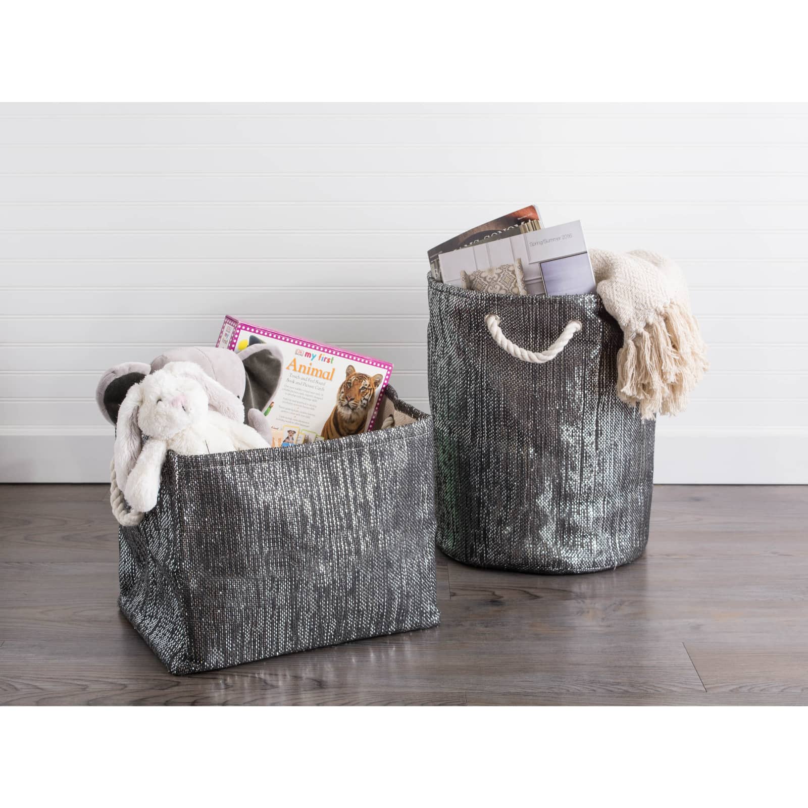 DII® 17" Woven Paper Lurex Storage Bin