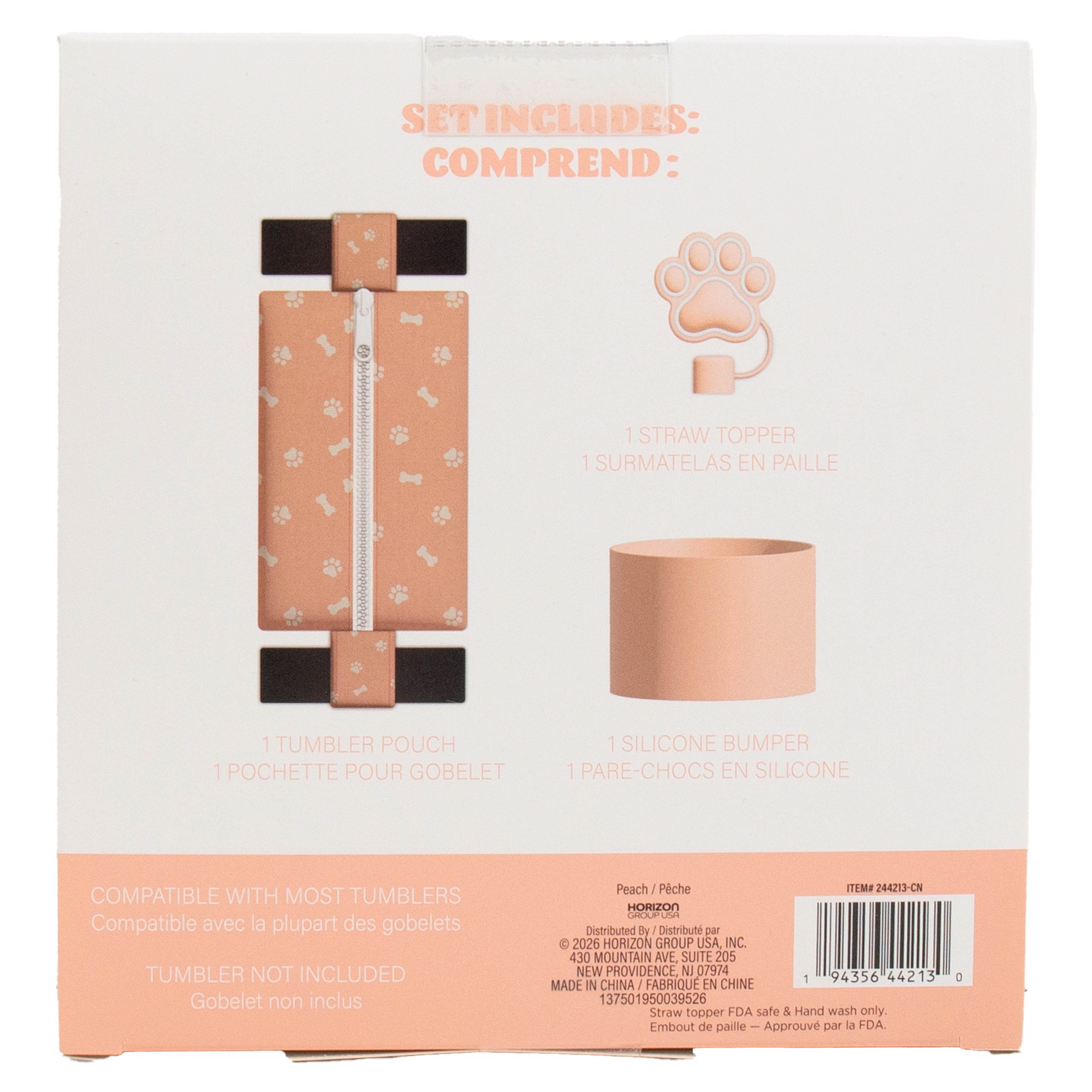 Peach Pet-Themed Hydration Accessory Set