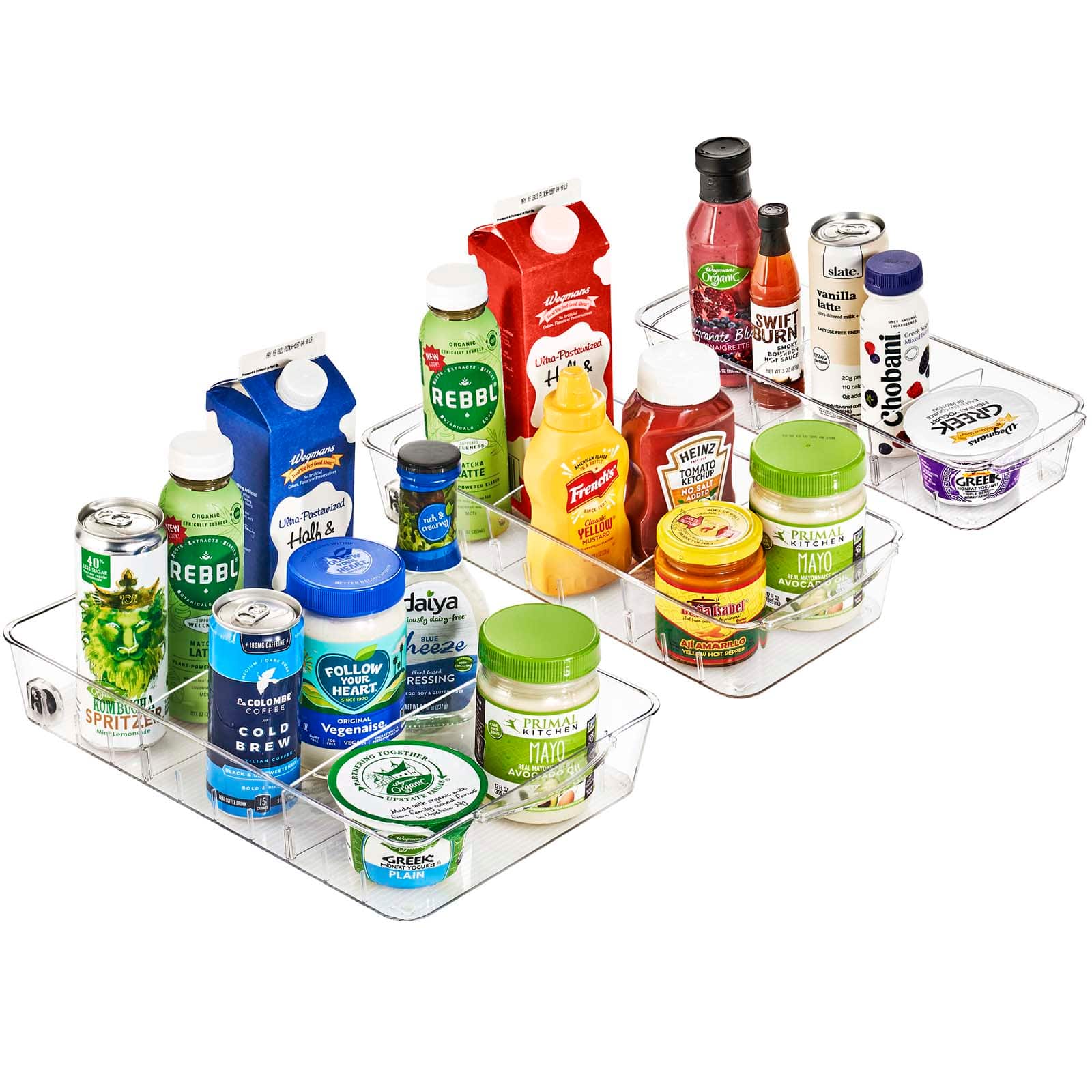 Sorbus Clear Organizing Bins on Wheels with Removable Dividers Set