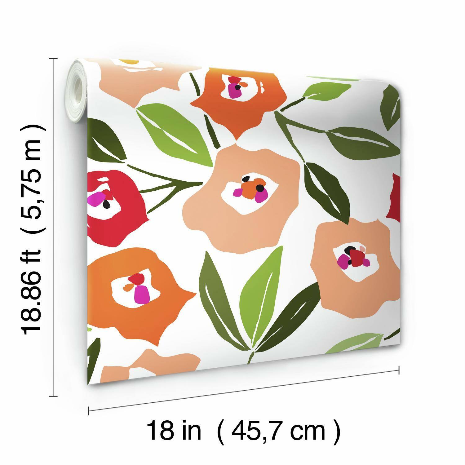 RoomMates Pink Block Print Blooms Peel & Stick Wallpaper