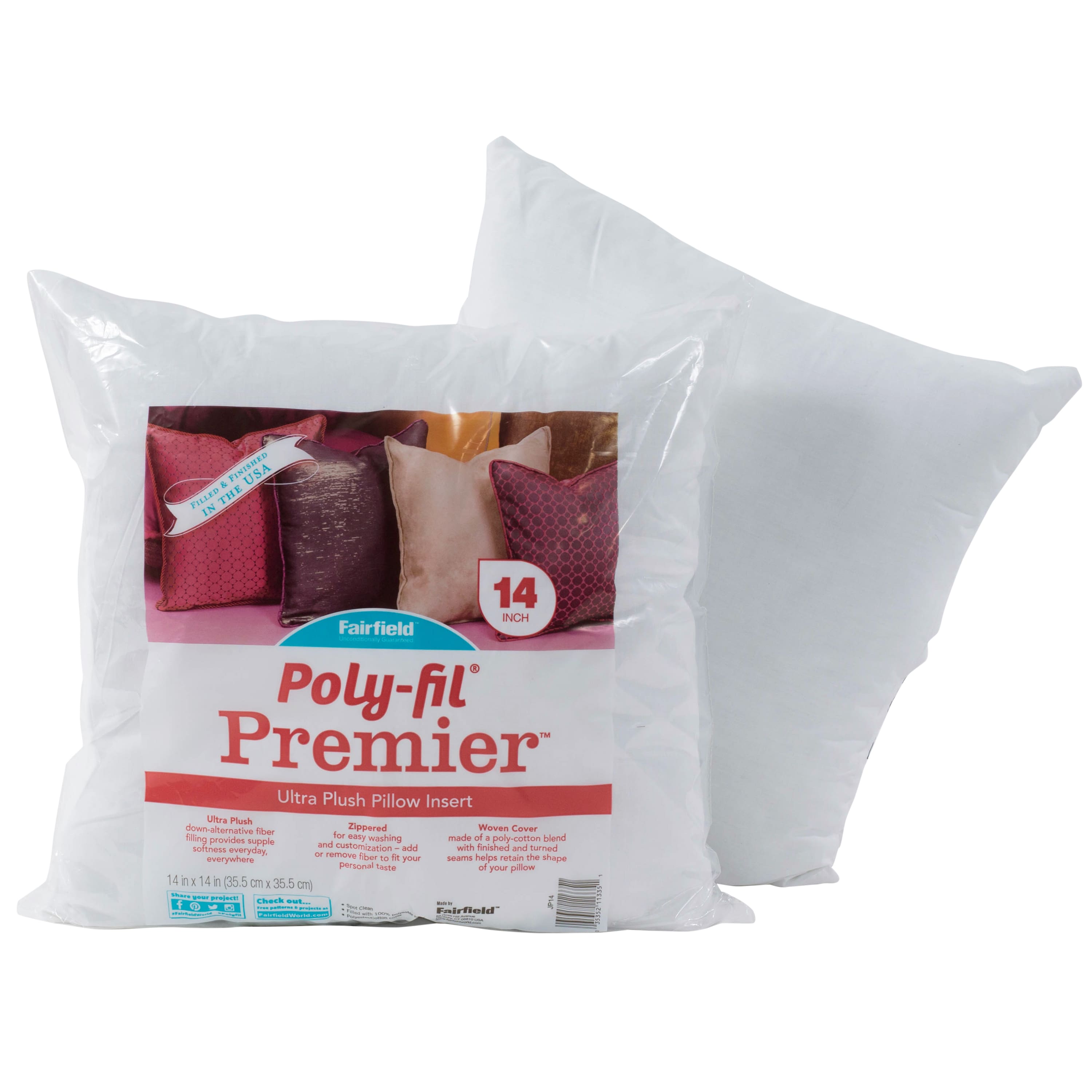 Poly-Fil® Premier™ Ultra Plush Pillow Insert, 14" x 14" in White | Michaels®