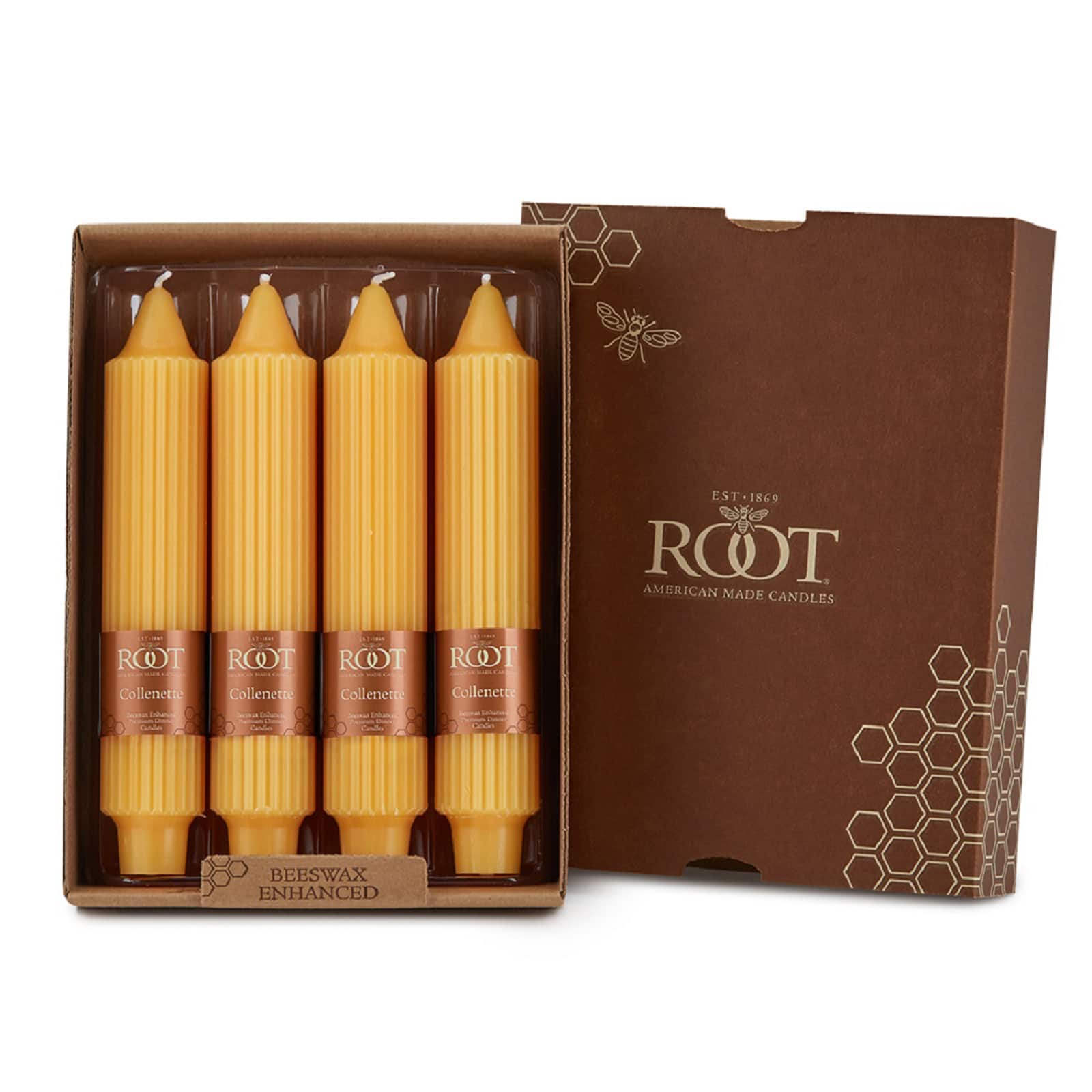 Root Candles 7" Unscented Grecian Collenette Taper Candles, 4ct.