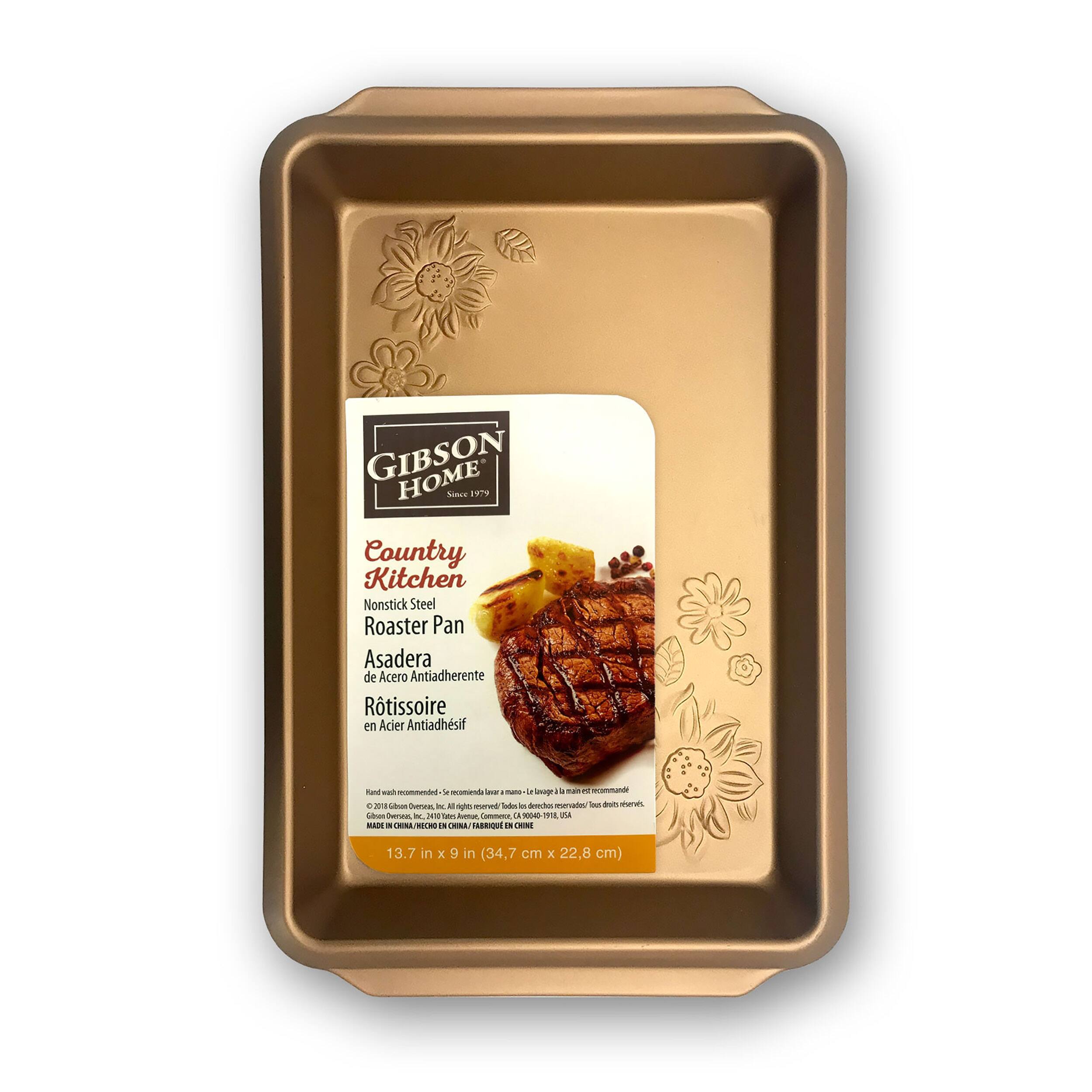 Gibson Home Country Kitchen Embossed Carbon Steel 13.75" Copper Roaster Pan
