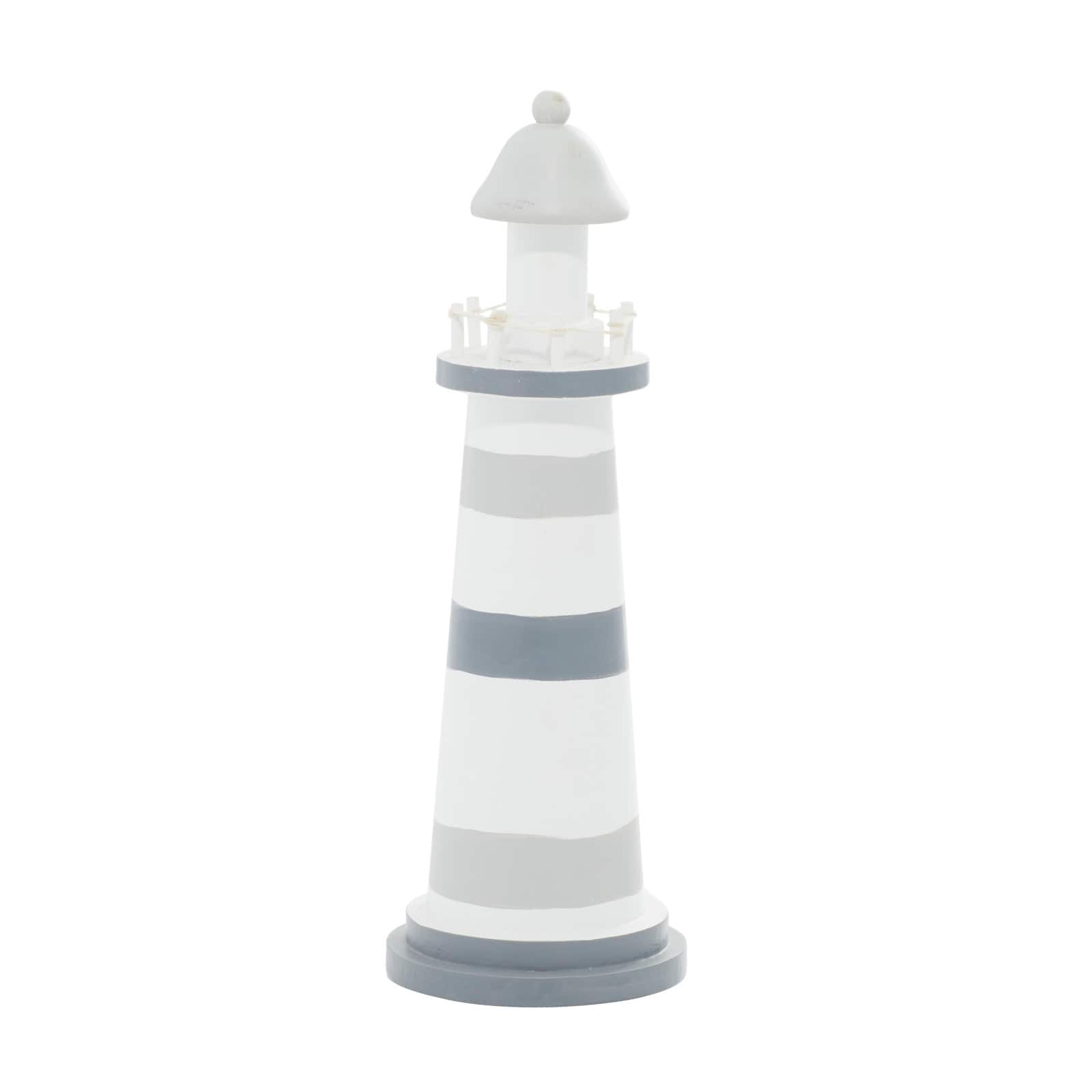 Grey wood Coastal Sculpture, Lighthouse 13" x 4" x 4"