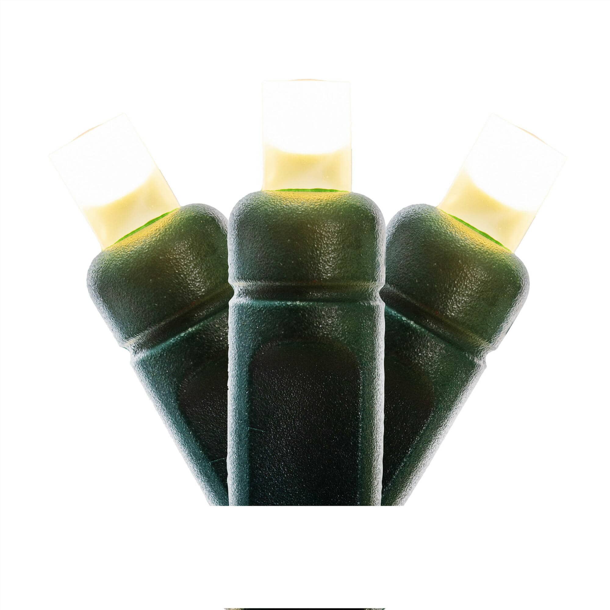 X6G6501F 50 Light Frosted Wide Angle Single Mold End-Connecting LED Light Set with 22 Gauge Green Wire - Warm White
