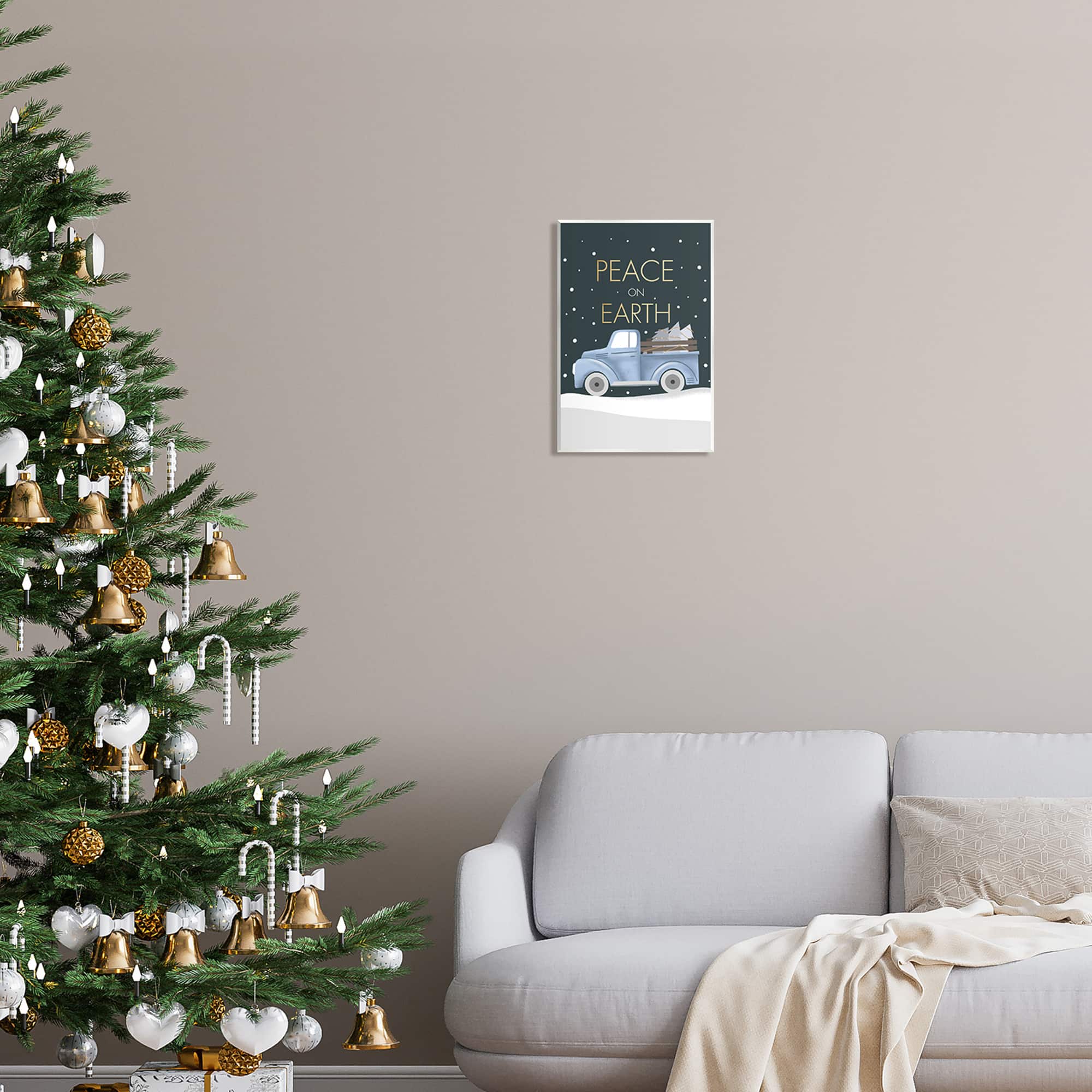 Stupell Industries Peace On Earth Snowy Truck Wall Plaque Art