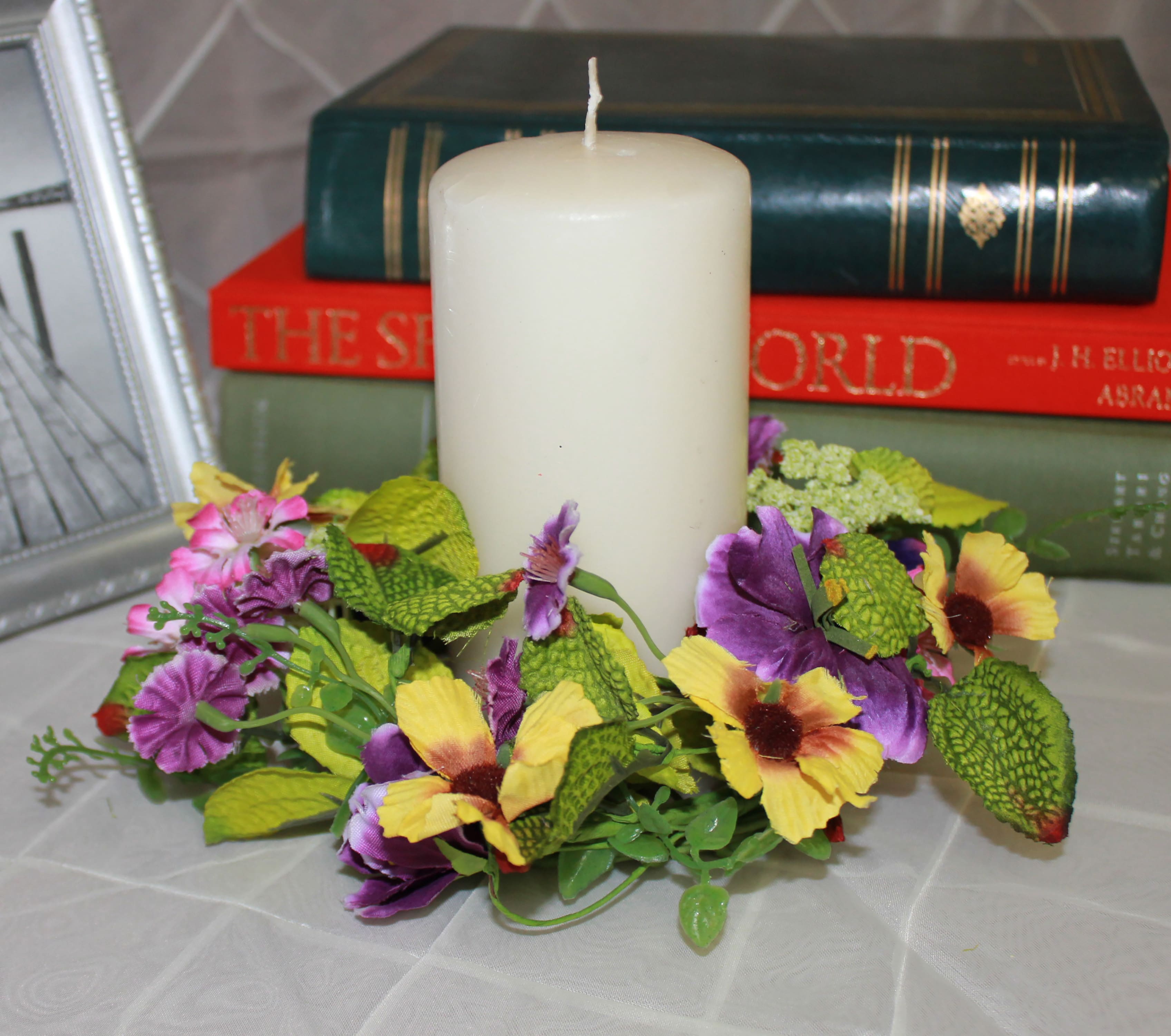 4.25" Purple Pansy Artificial Spring Candle Rings, 2ct.
