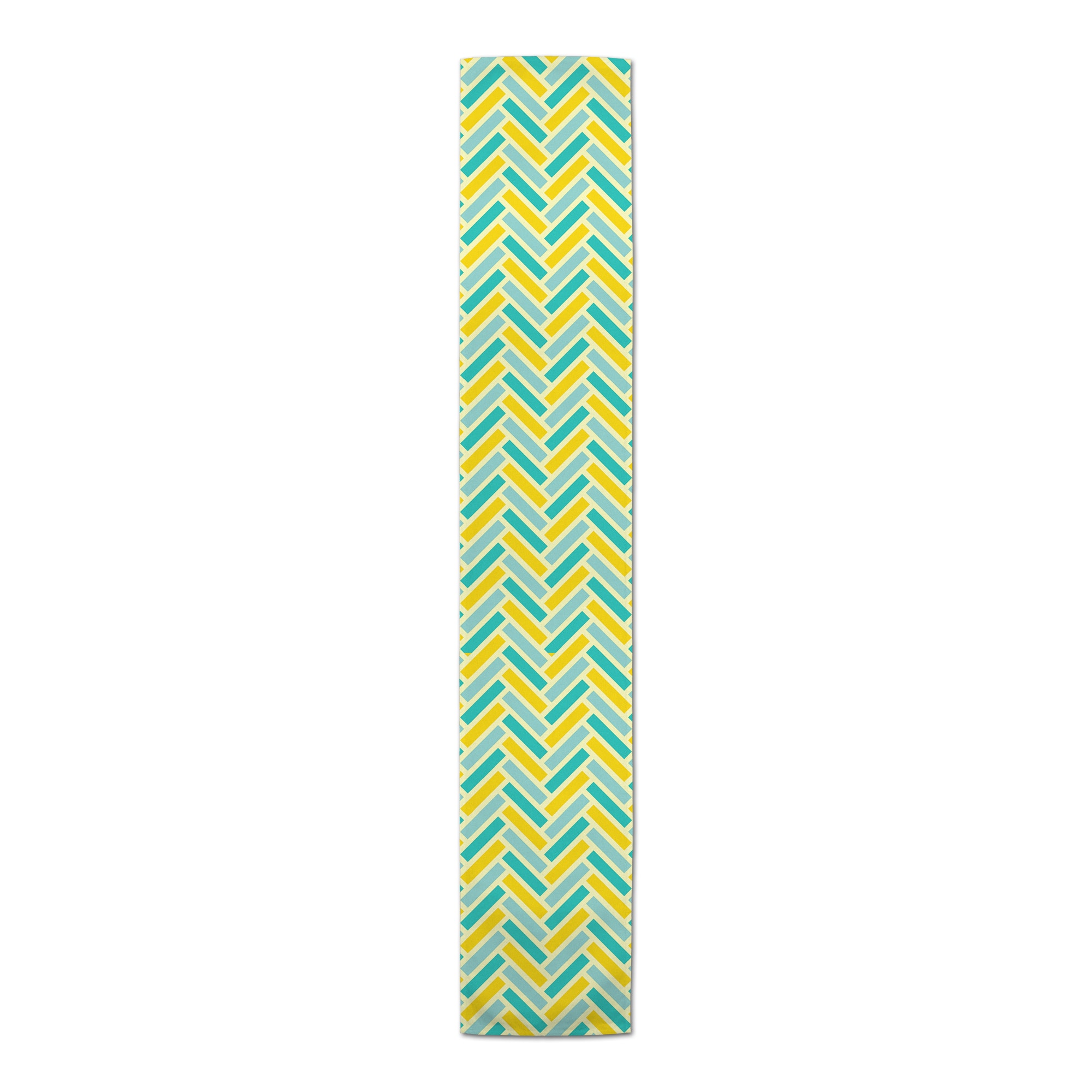 Yellow & Blue Herringbone Indoor/Outdoor Table Runner