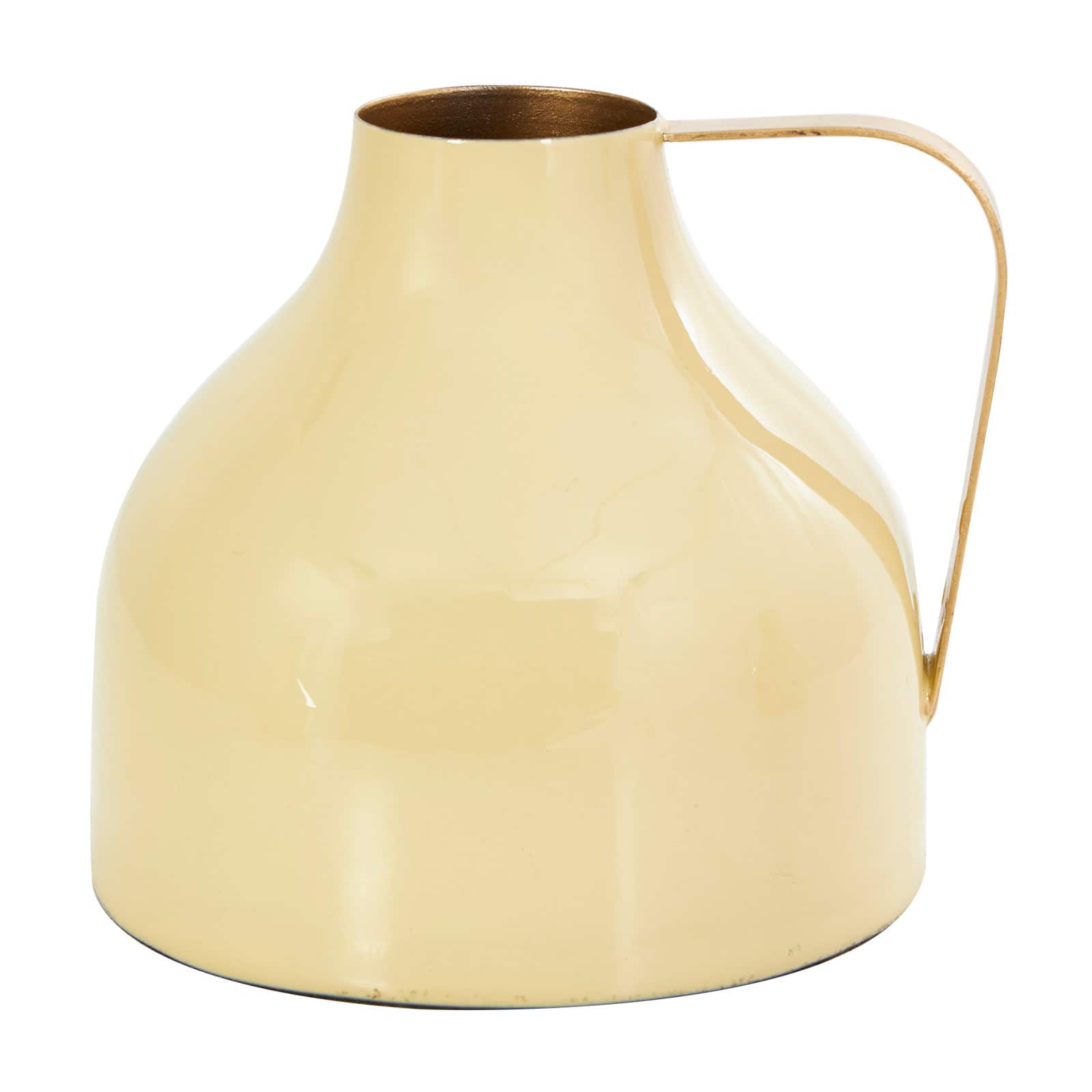 CosmoLiving by Cosmopolitan Yellow Metal Abstract Enameled Vase with Gold Handle Set