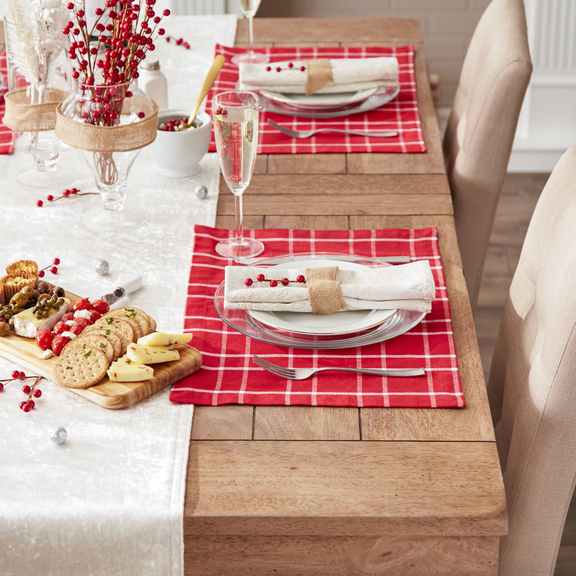 DII® Holly Berry Plaid Placemat, 6ct.
