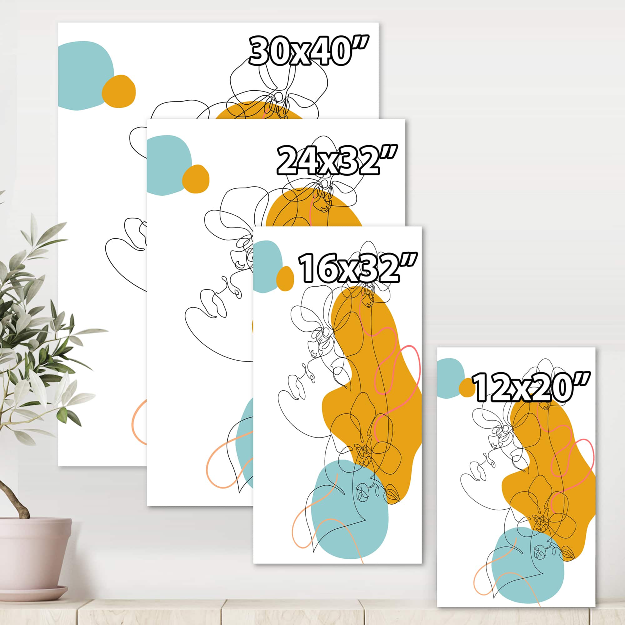 Designart - Beautiful Woman One Line Drawing - Modern Canvas Wall Art Print