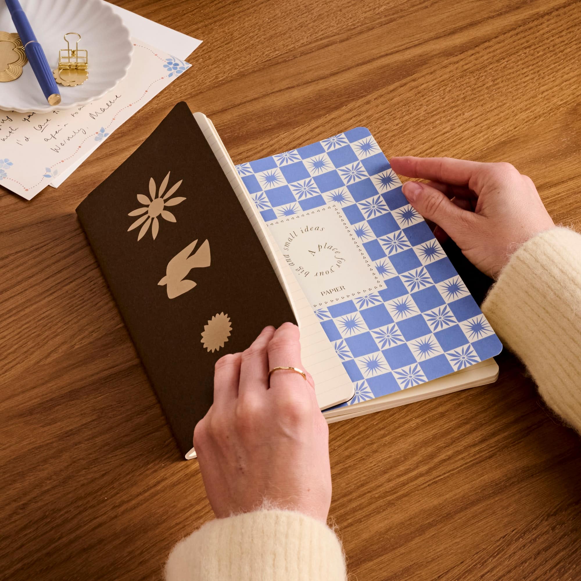 Papier Check & Icons Softcover Stitched & Bound Lined Notebook Set