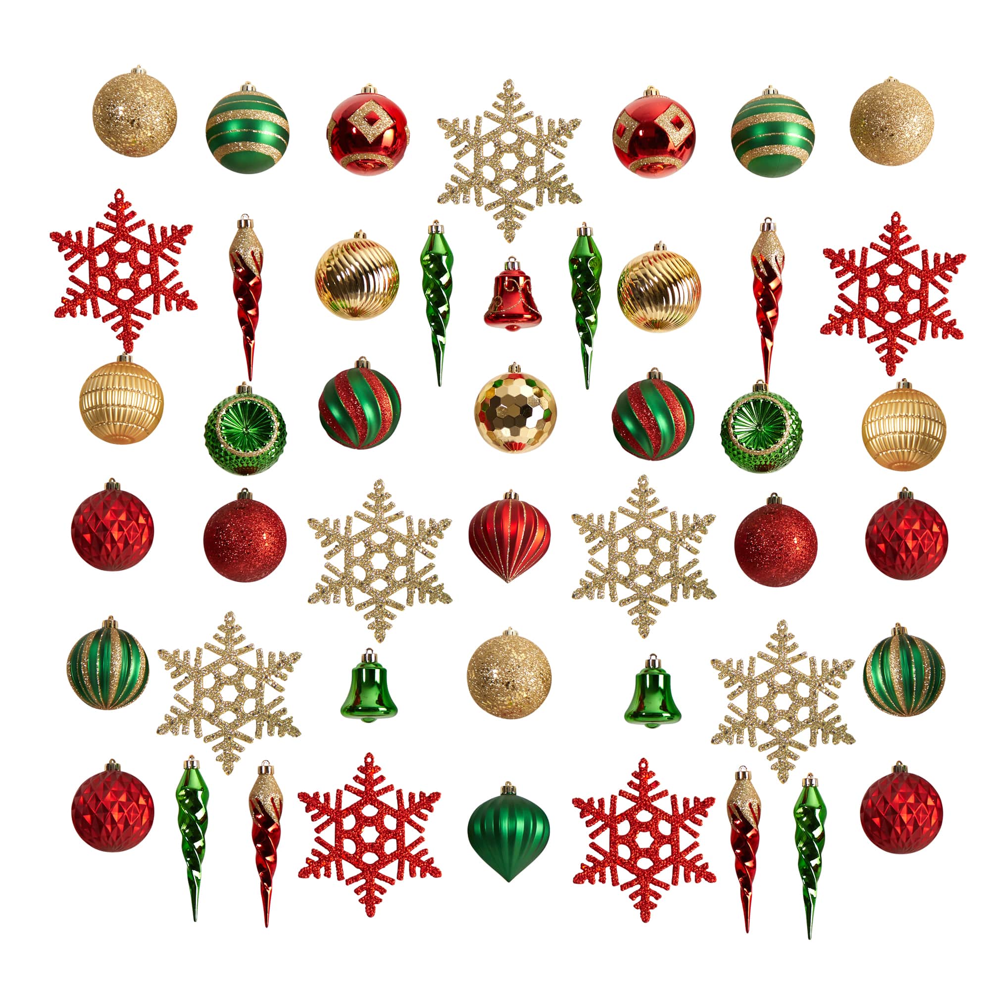 50ct. Holiday Deluxe Shatterproof Christmas Tree Ornament Box Set