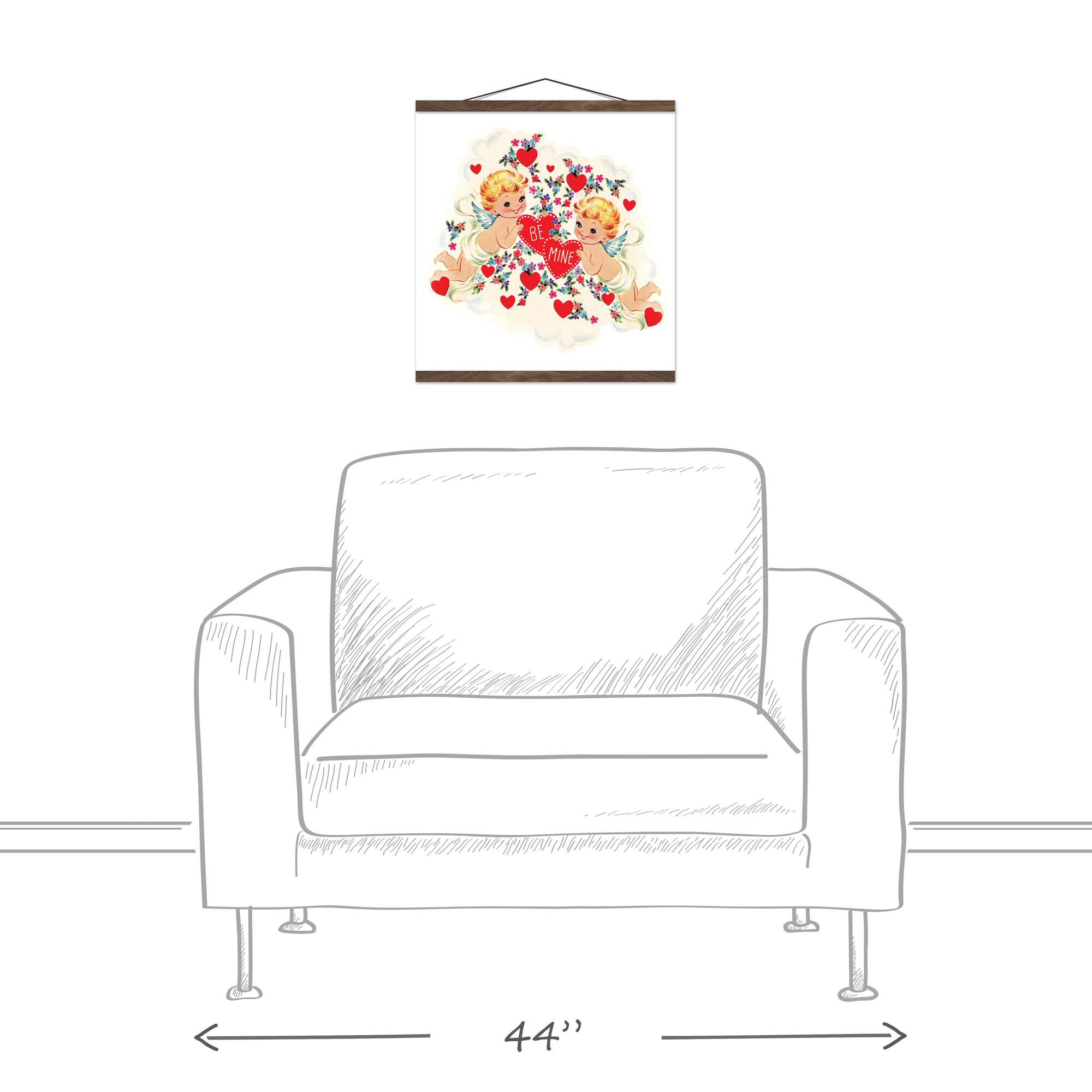 Retro Cupids Teak Hanging Canvas