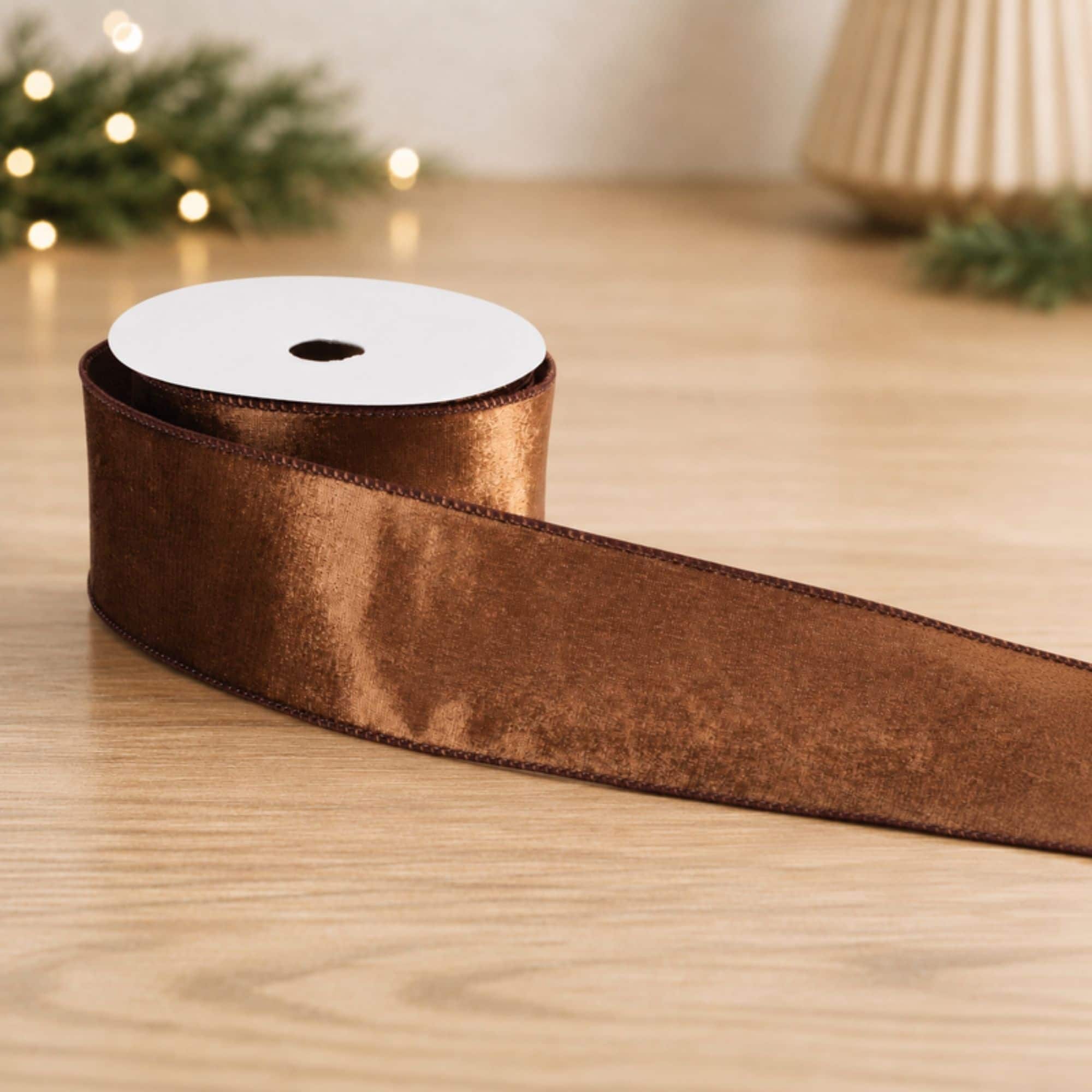 Melrose 2.5" x 10yd. Rust Brown Velvet Wired Ribbon