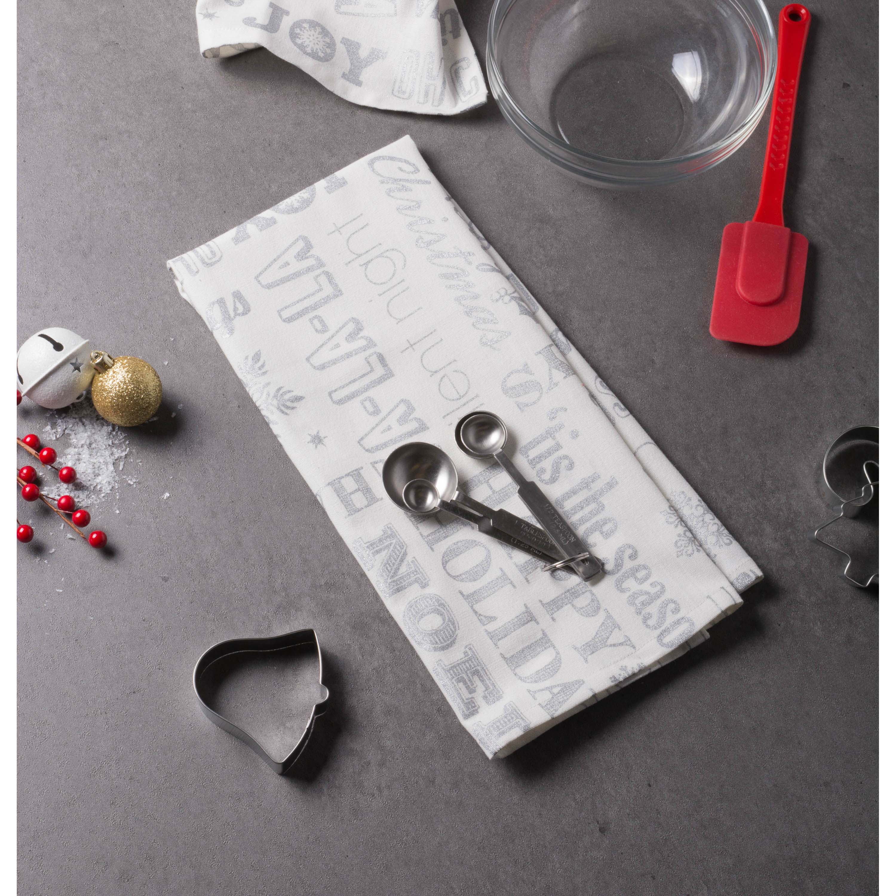 DII® Silver Christmas Collage Dishtowel Set