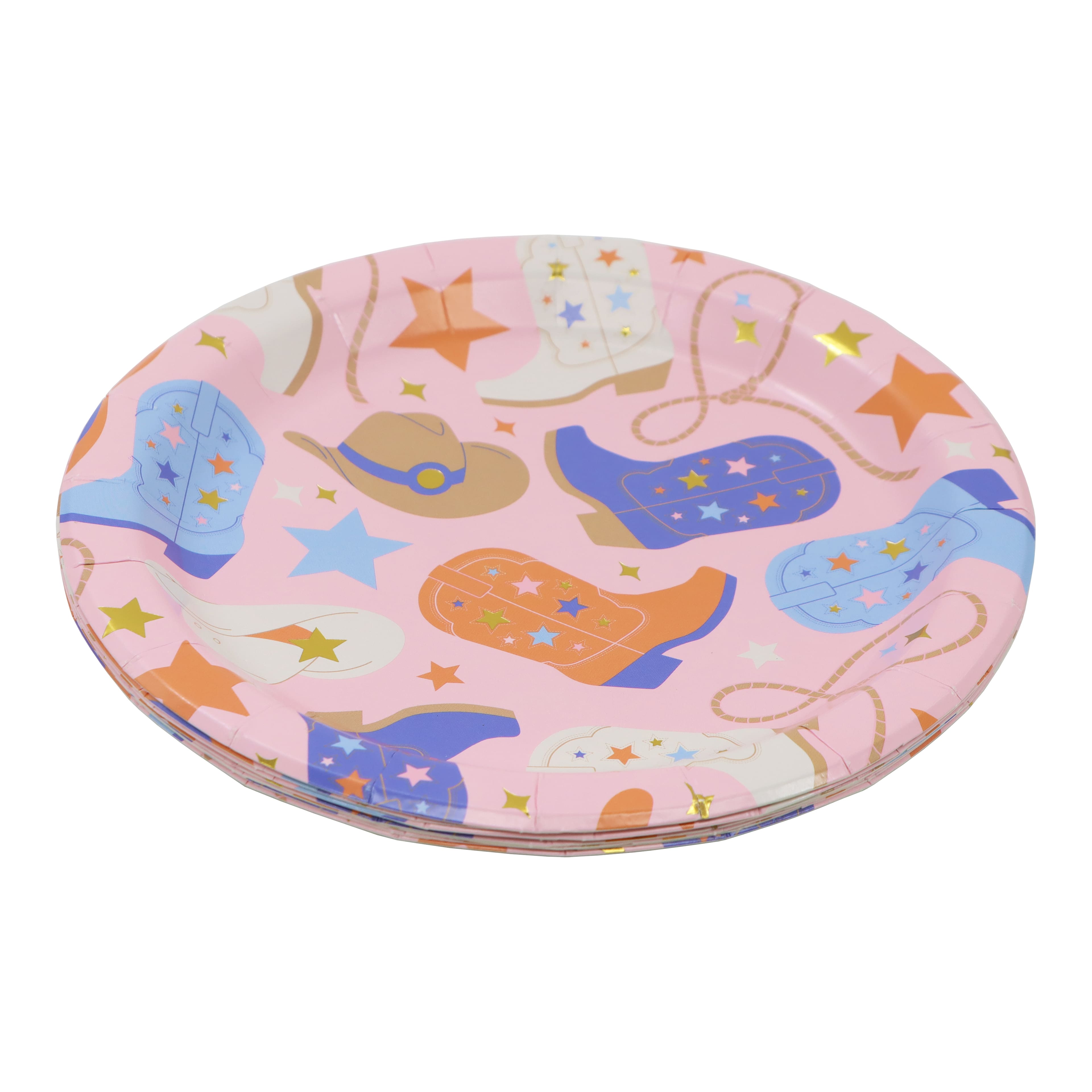 24 Packs: 8 ct. (192 total) 7" Pink Western Wear Paper Dinner Plates by Celebrate It™